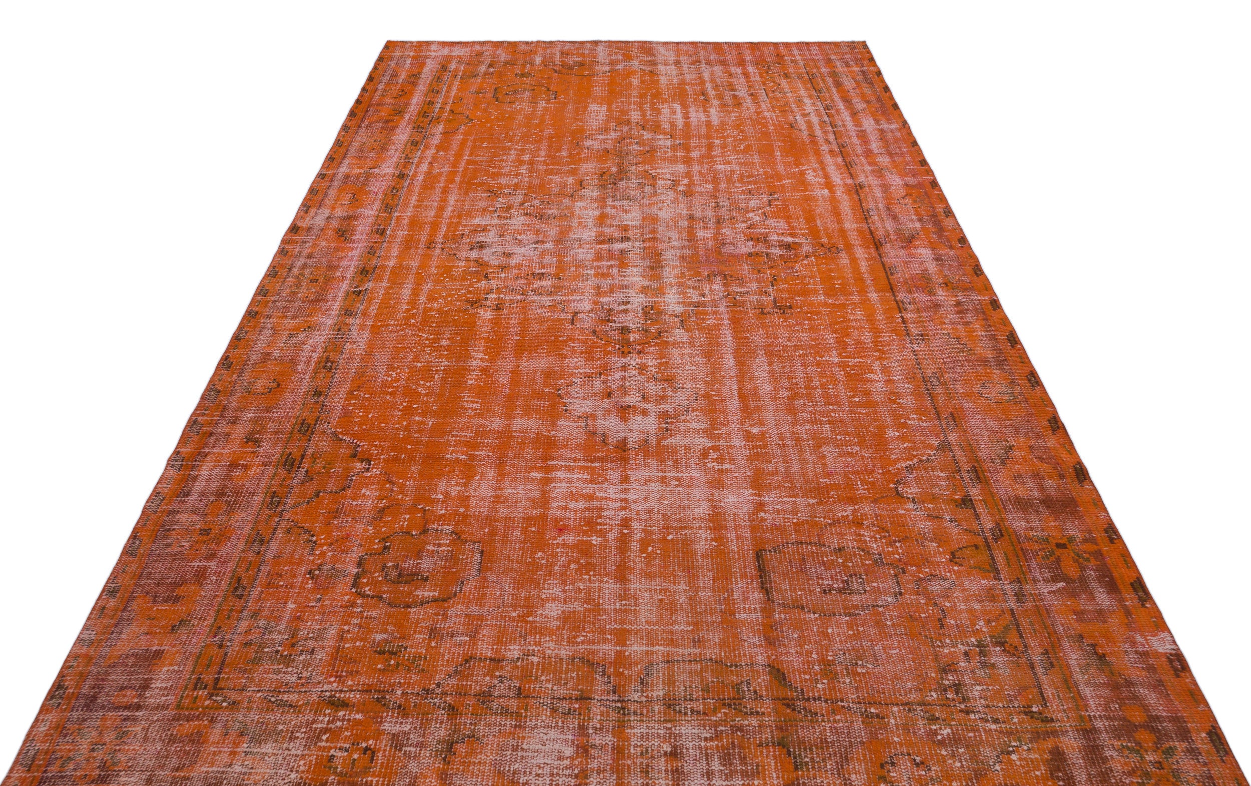 Orange Over Dyed Vintage Rug 6'3'' x 9'11'' ft 191 x 302 cm
