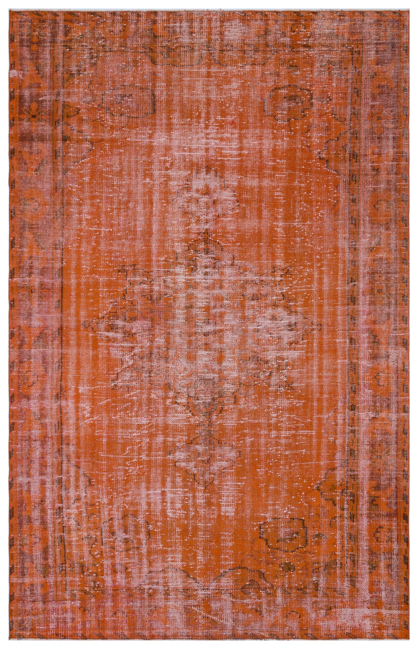 Orange Over Dyed Vintage Rug 6'3'' x 9'11'' ft 191 x 302 cm