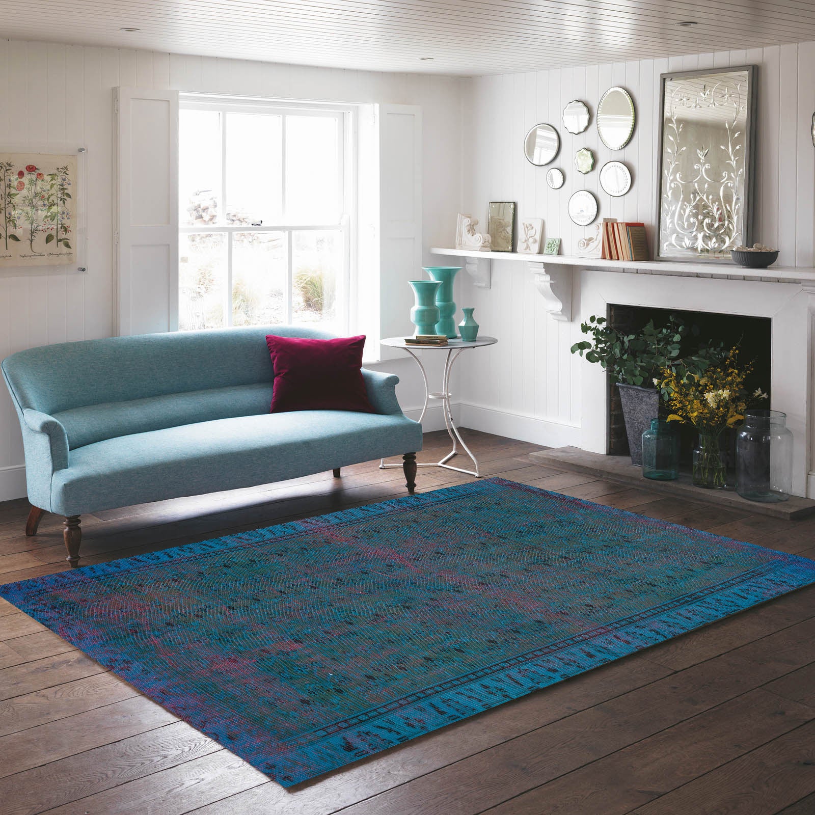 Blue Over Dyed Rug | Living Room Rug | Turkish Rug | Hand Weaving Rug  | Bedroom Rug | Wool Rug | Vintage Rug | Tumbled Rug  | Naturel Rug | Boho Rug I Plain Rug I  5'7'' x 8'6'' ft 169 x 260 cm