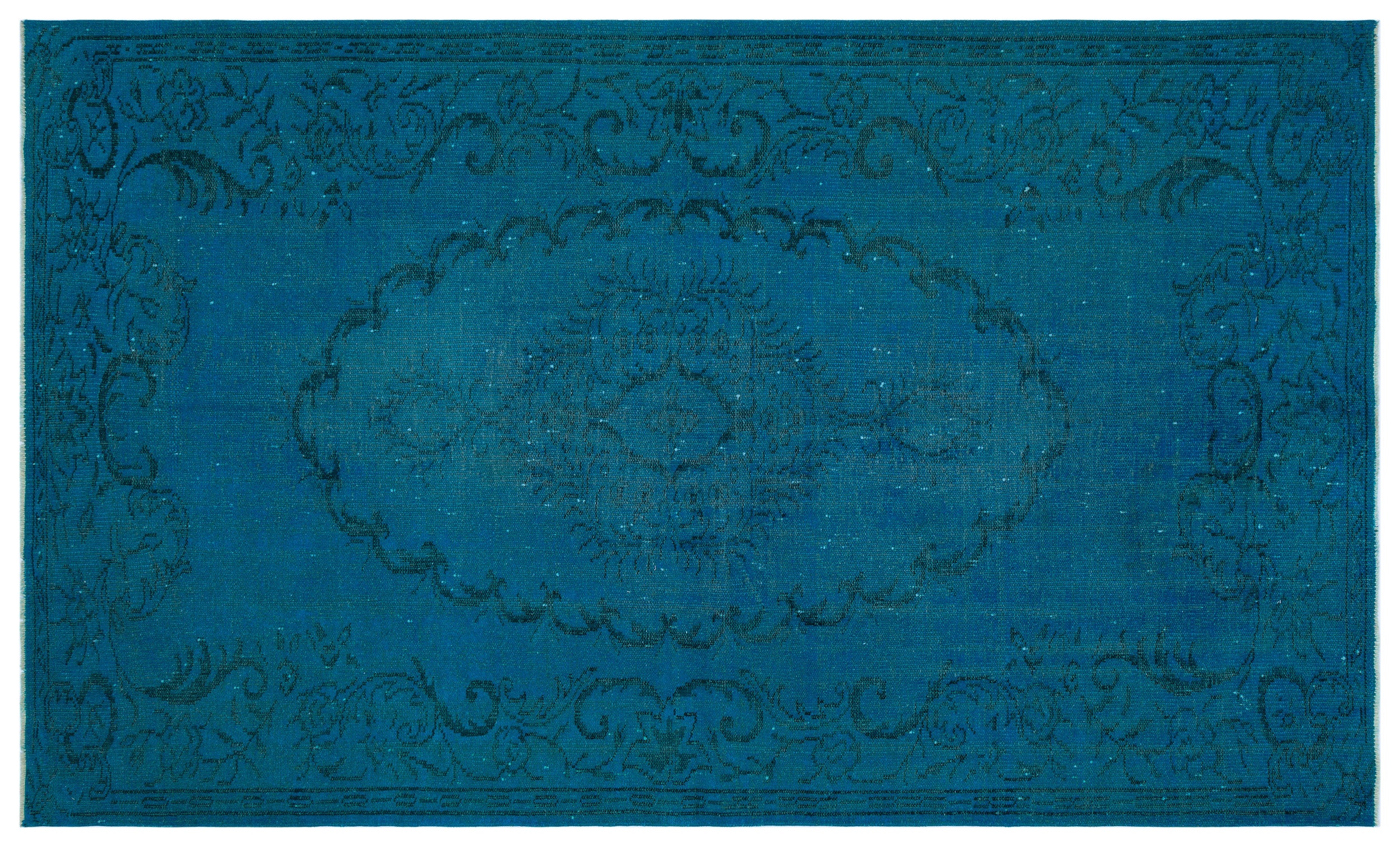 Turquoise  Over Dyed Vintage Rug 5'4'' x 8'11'' ft 163 x 271 cm