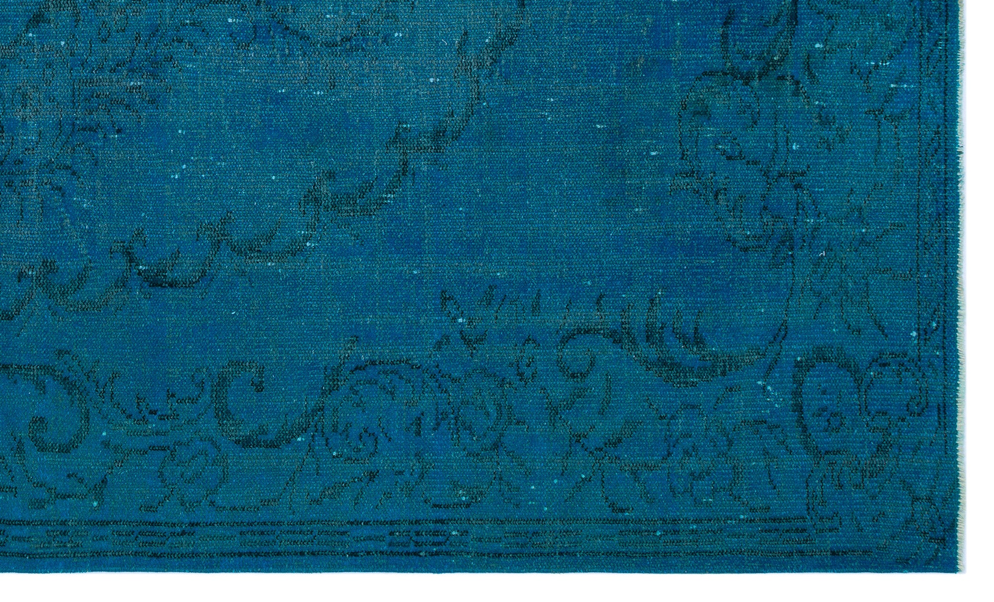 Turquoise  Over Dyed Vintage Rug 5'4'' x 8'11'' ft 163 x 271 cm