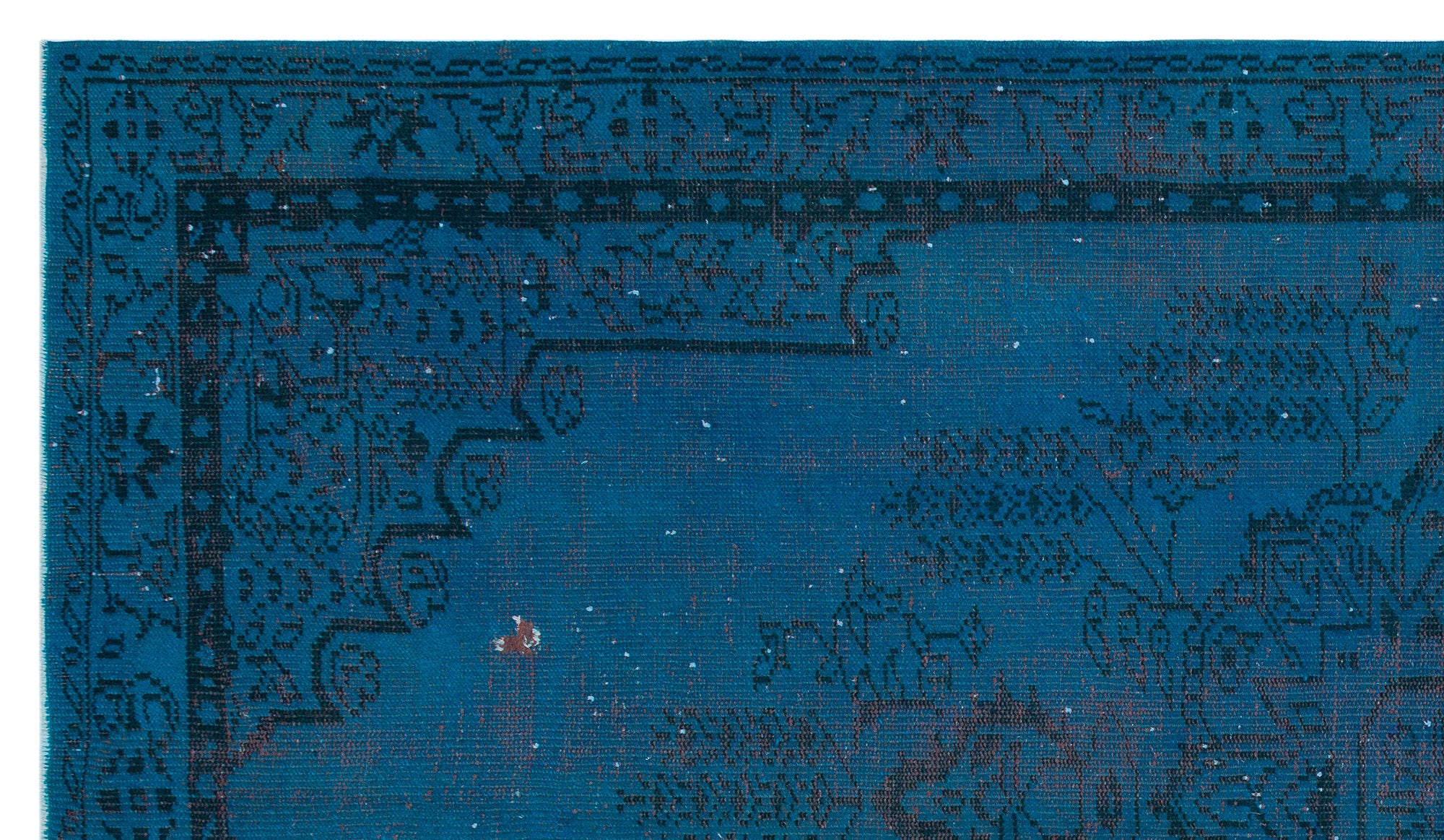 Turquoise  Over Dyed Vintage Rug 5'3'' x 9'1'' ft 160 x 276 cm