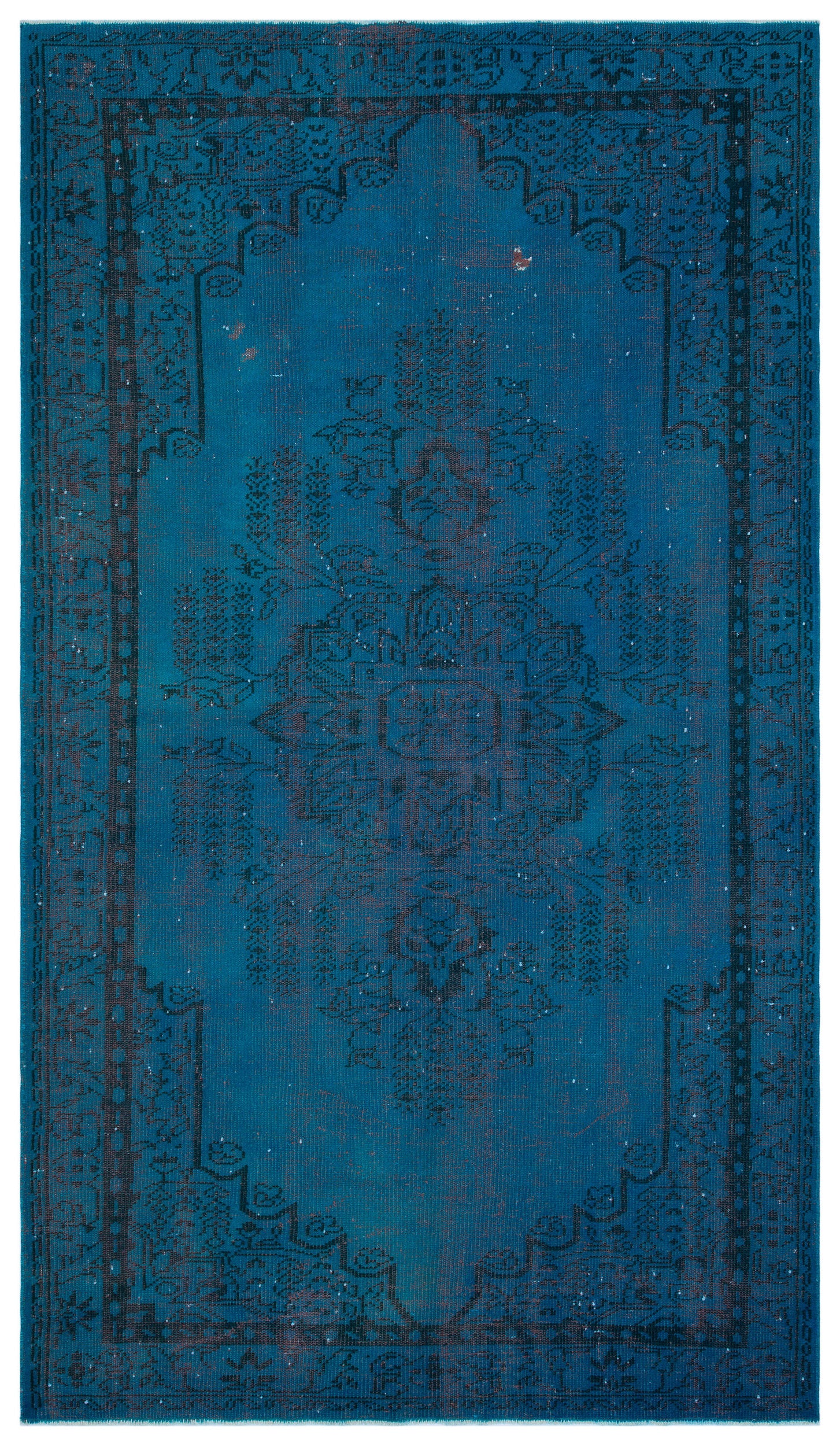 Turquoise  Over Dyed Vintage Rug 5'3'' x 9'1'' ft 160 x 276 cm