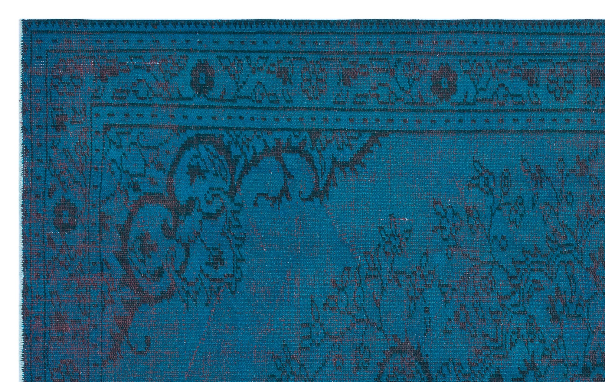Turquoise  Over Dyed Vintage Rug 4'11'' x 8'1'' ft 151 x 247 cm