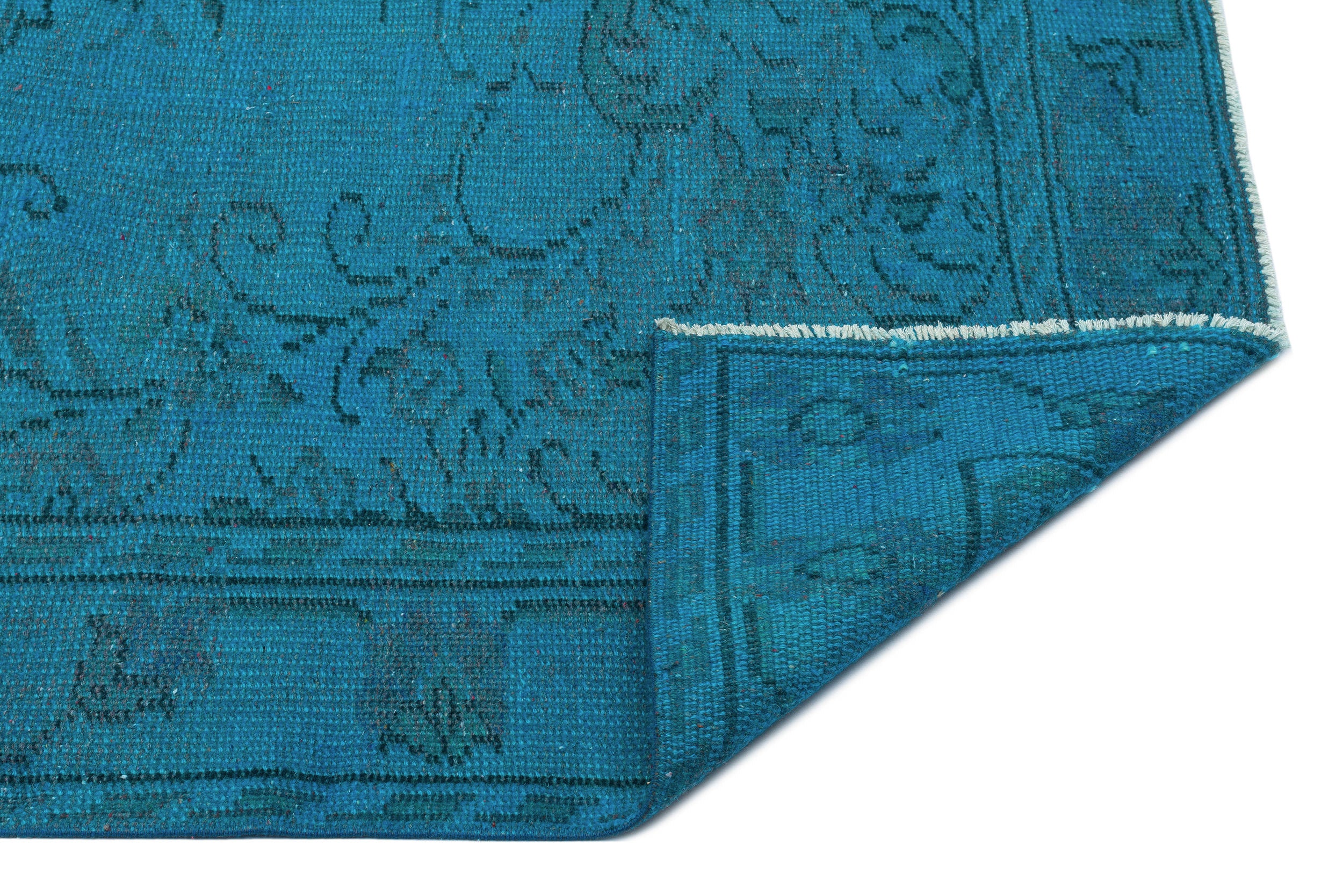 Turquoise  Over Dyed Vintage Rug 5'3'' x 8'6'' ft 160 x 259 cm