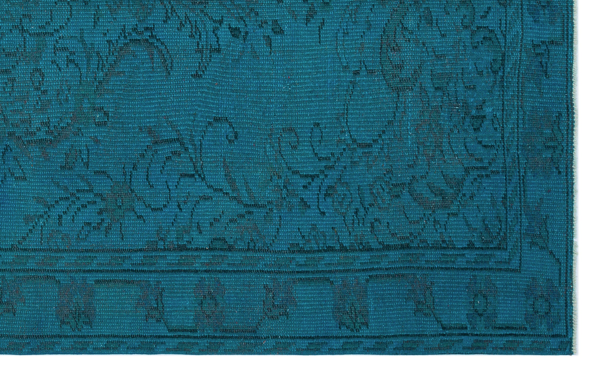 Turquoise  Over Dyed Vintage Rug 5'3'' x 8'6'' ft 160 x 259 cm