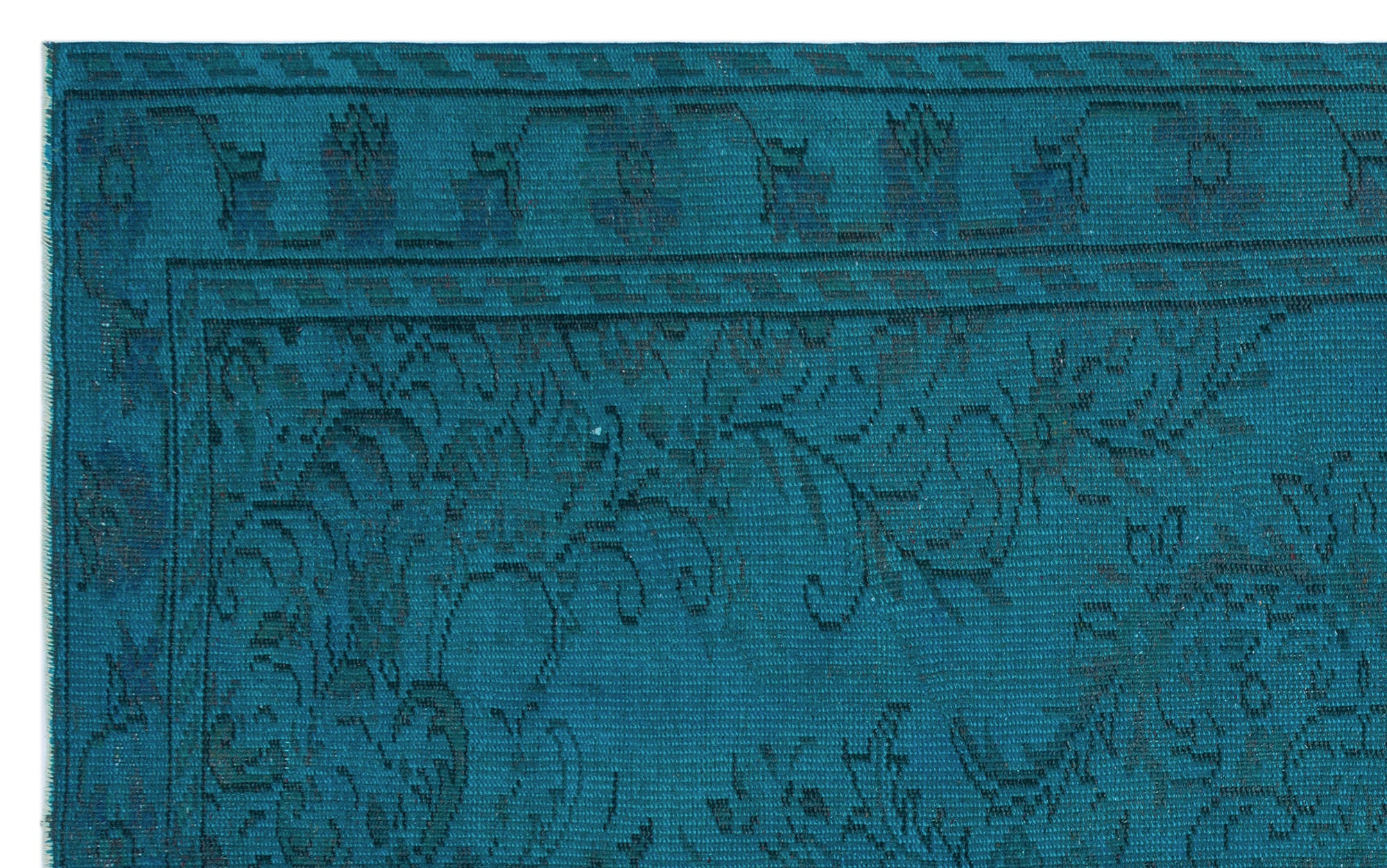 Turquoise  Over Dyed Vintage Rug 5'3'' x 8'6'' ft 160 x 259 cm