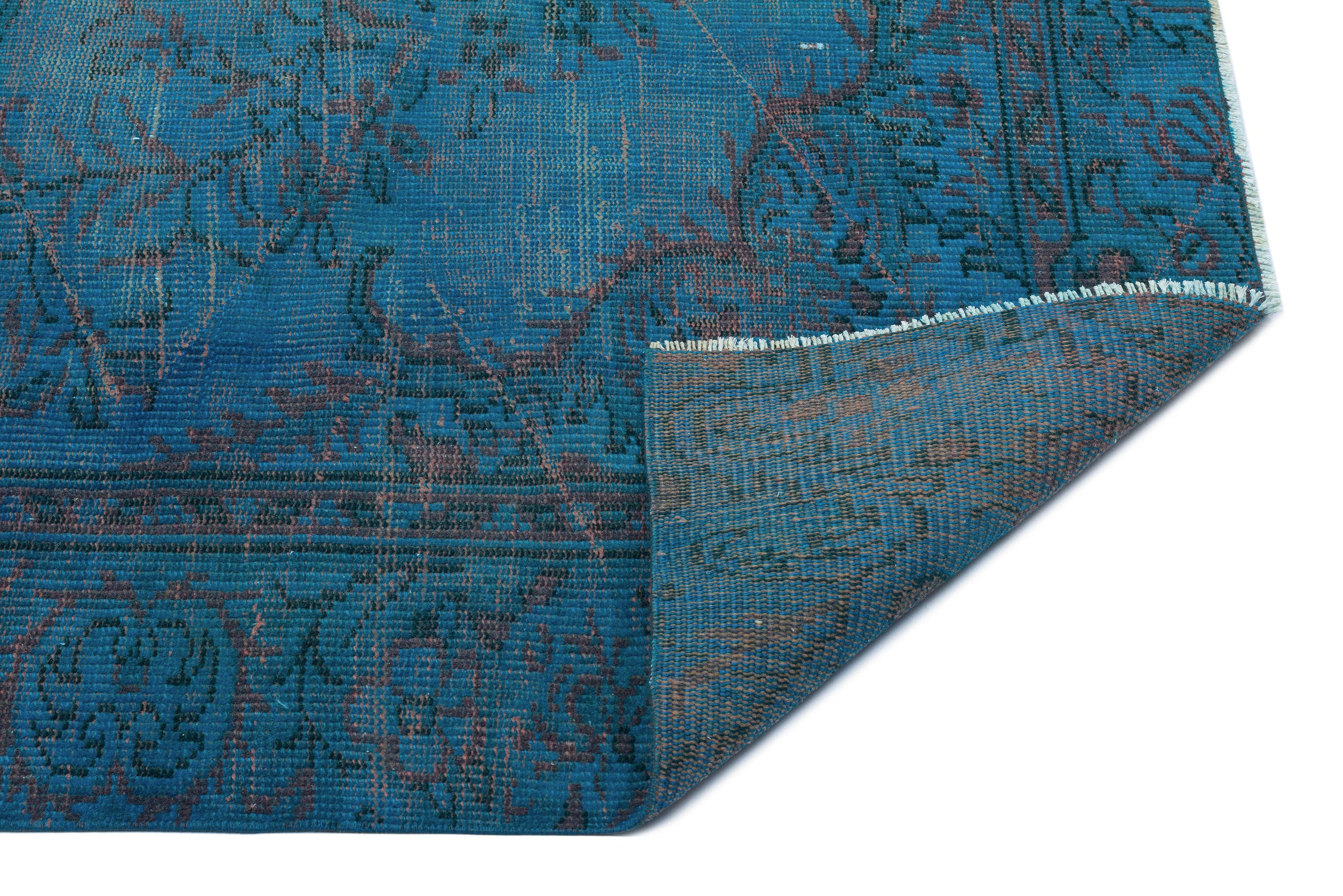 Turquoise  Over Dyed Vintage Rug 5'2'' x 7'9'' ft 158 x 235 cm