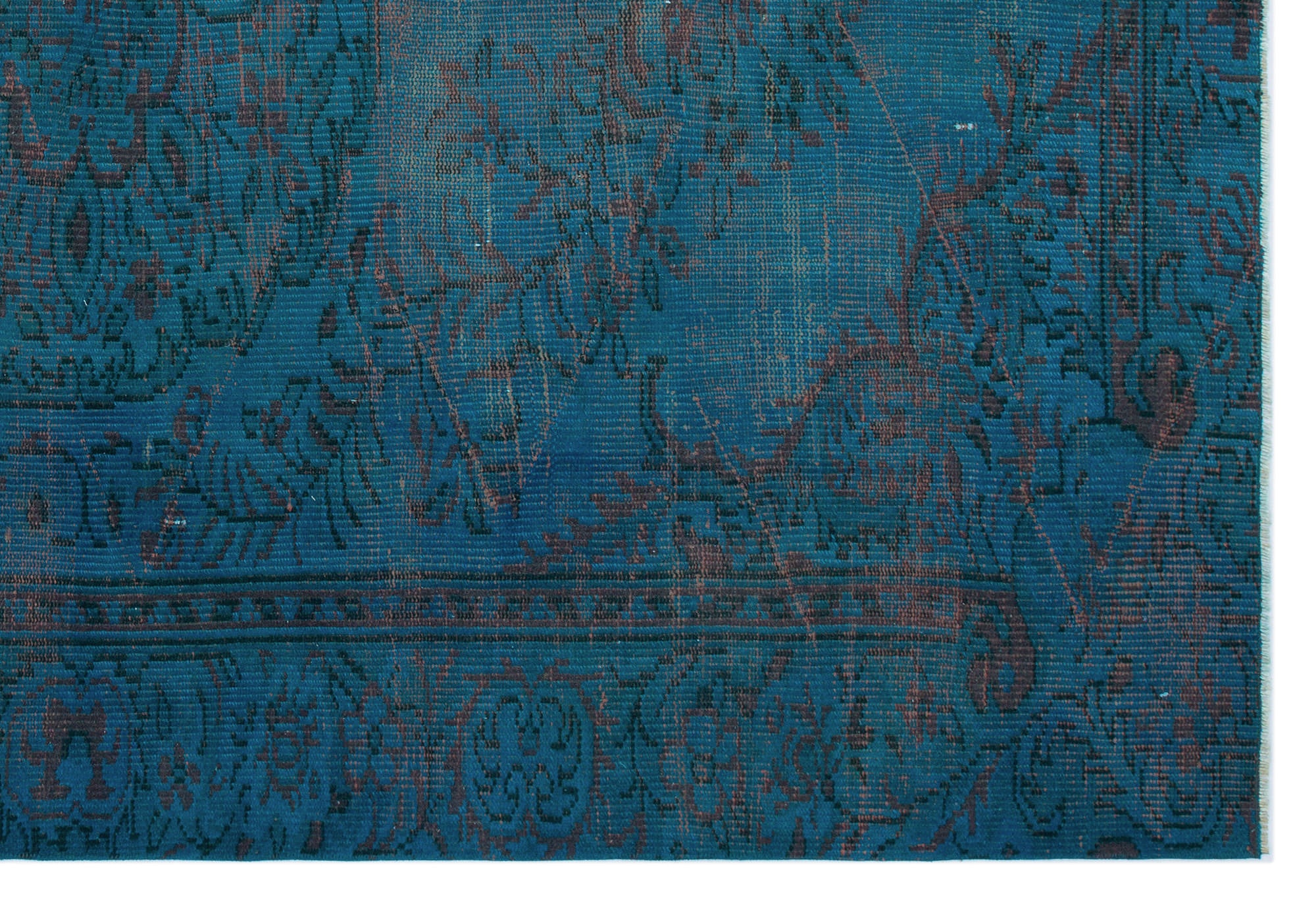 Turquoise  Over Dyed Vintage Rug 5'2'' x 7'9'' ft 158 x 235 cm