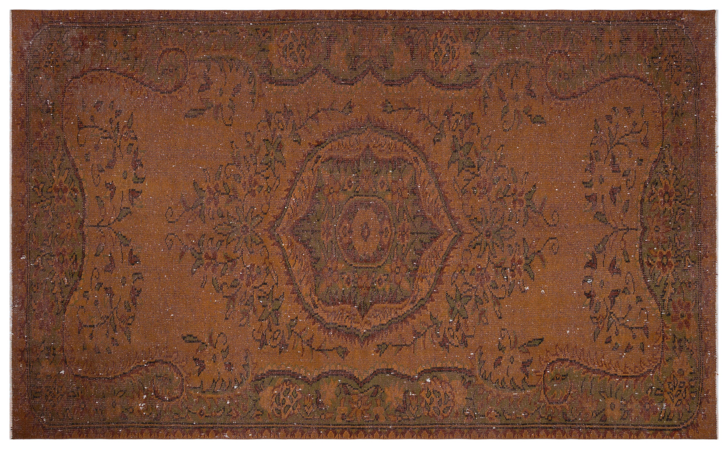 Brown Over Dyed Vintage Rug 5'12'' x 9'9'' ft 182 x 297 cm