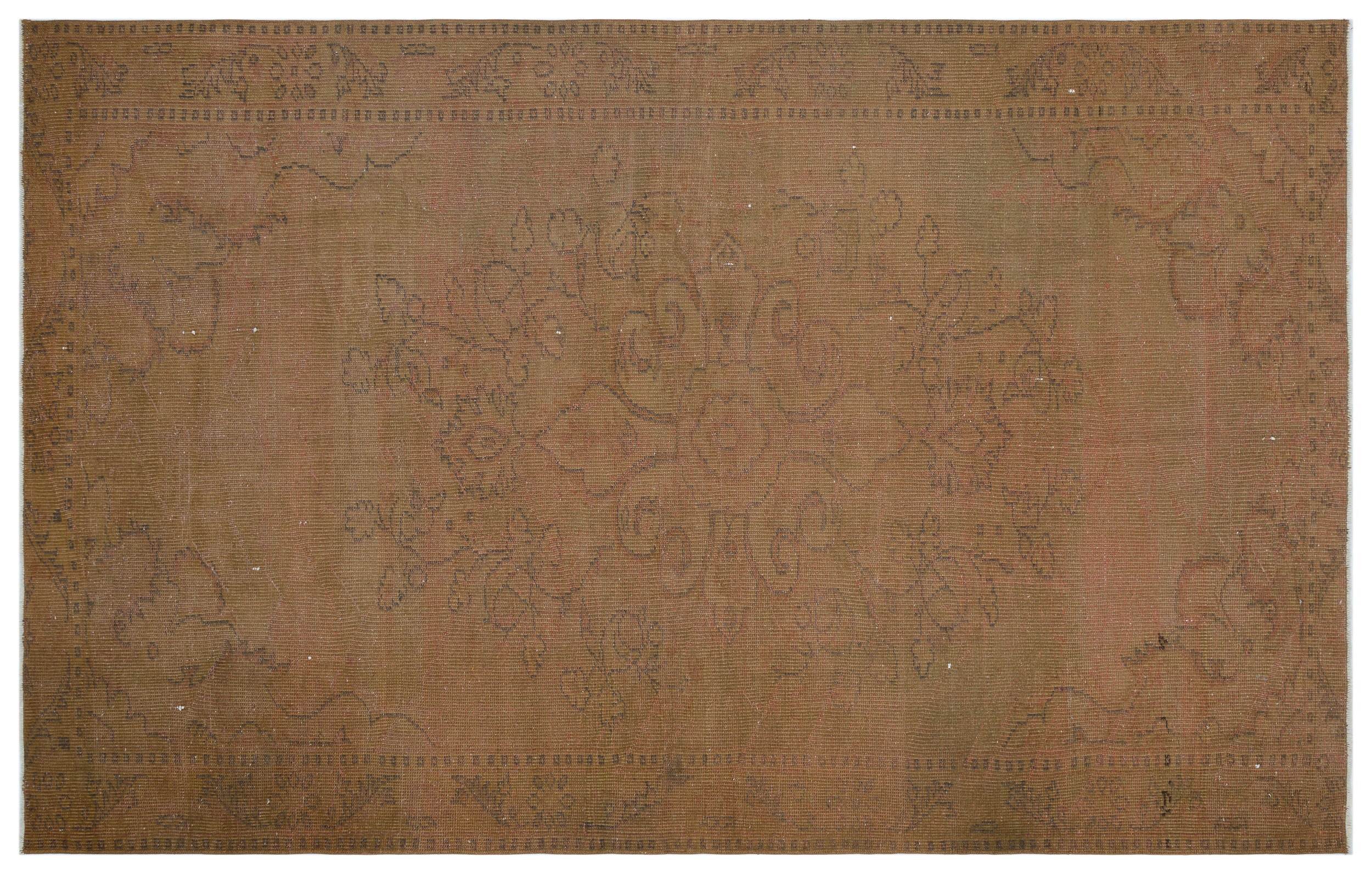 Brown Over Dyed Vintage Rug 5'9'' x 9'2'' ft 174 x 279 cm