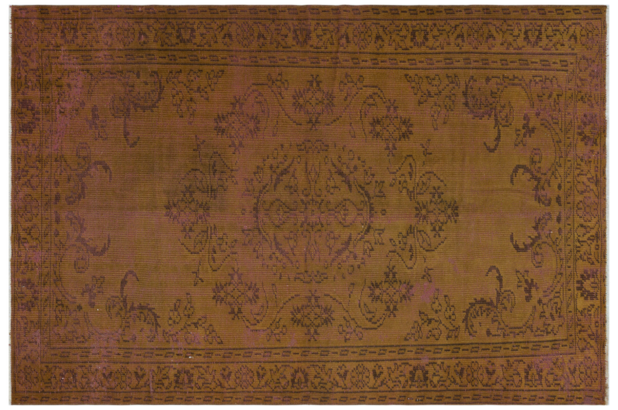 Traditional Design Brown Over Dyed Vintage Rug 5'3'' x 7'9'' ft 159 x 236 cm