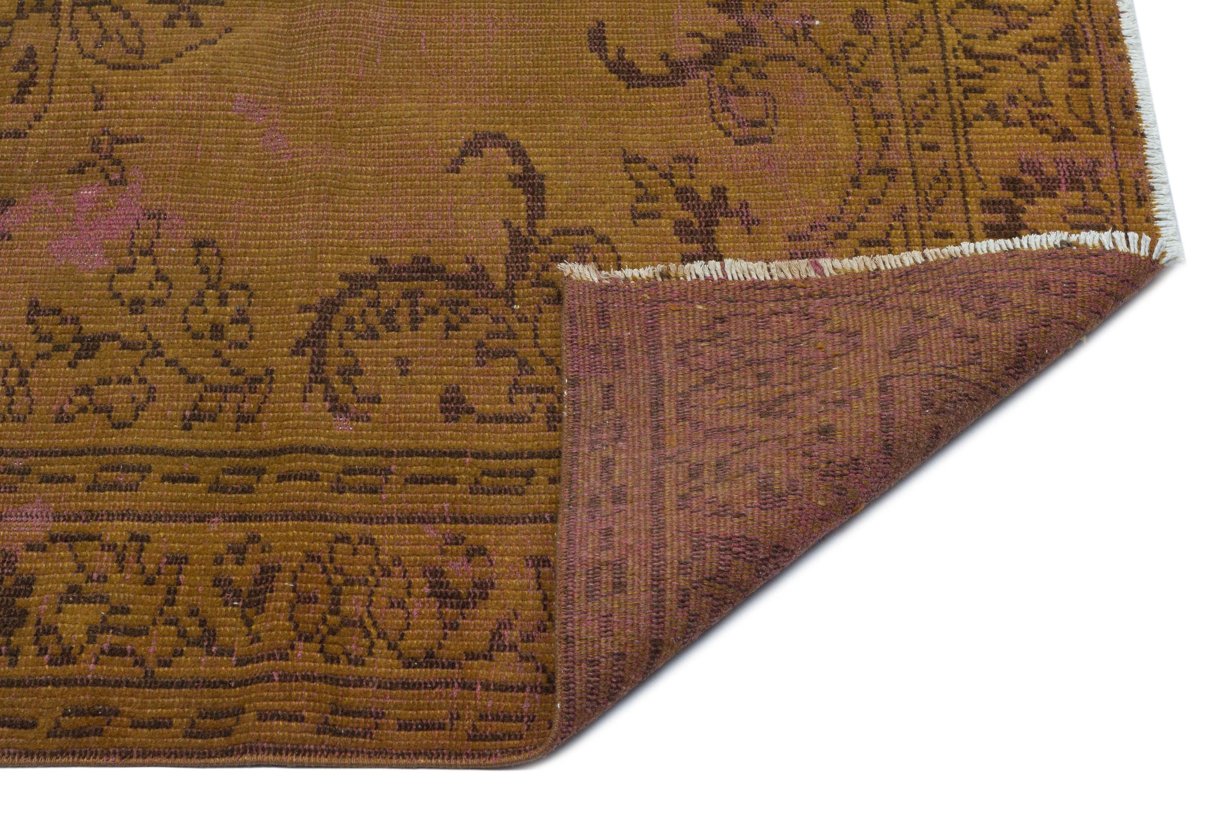Brown Over Dyed Vintage Rug 5'3'' x 7'9'' ft 159 x 236 cm