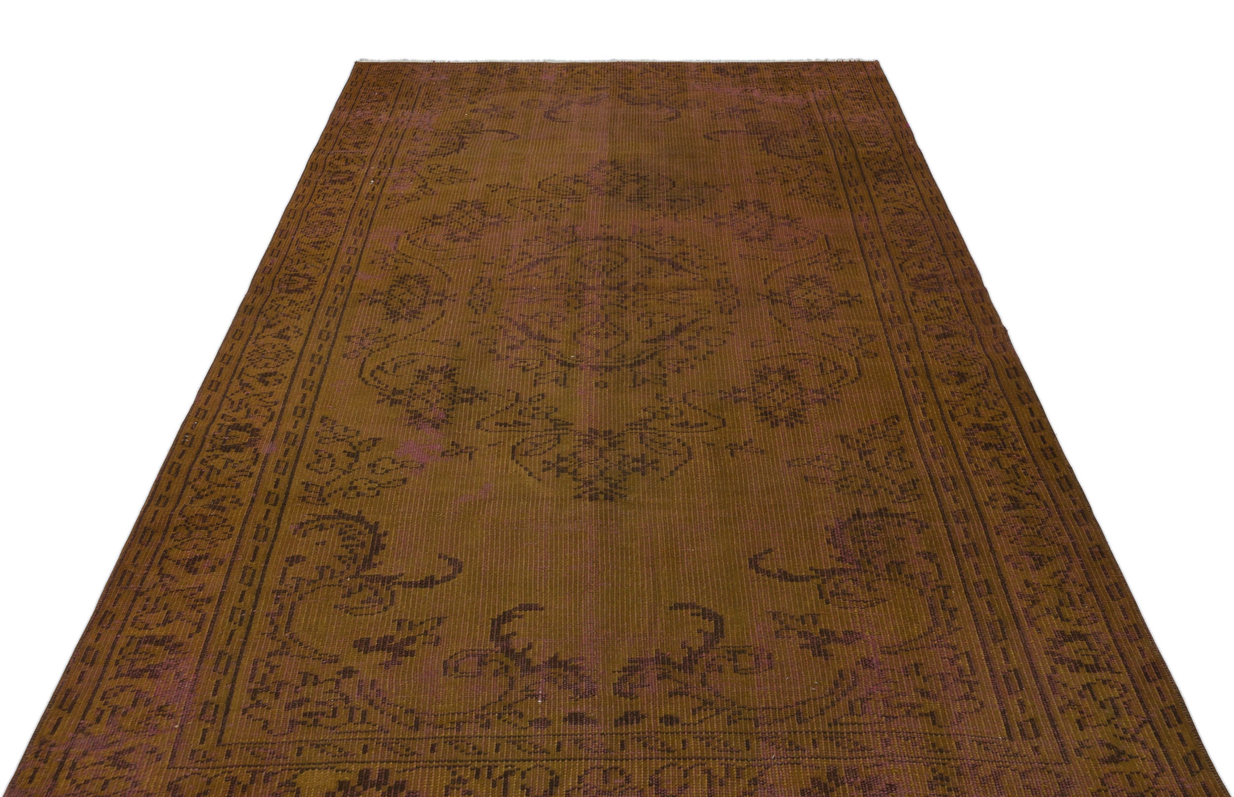 Brown Over Dyed Vintage Rug 5'3'' x 7'9'' ft 159 x 236 cm