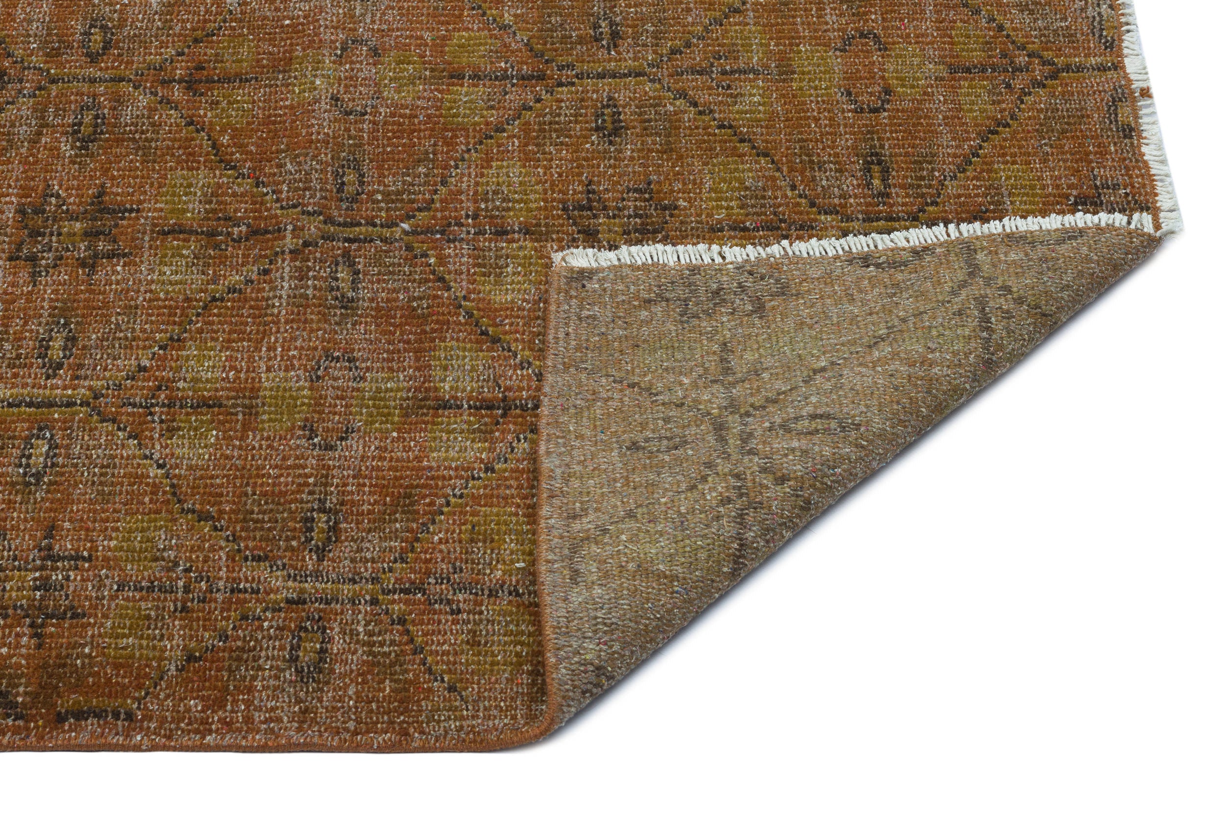 Brown Over Dyed Vintage Rug 5'3'' x 7'10'' ft 160 x 239 cm