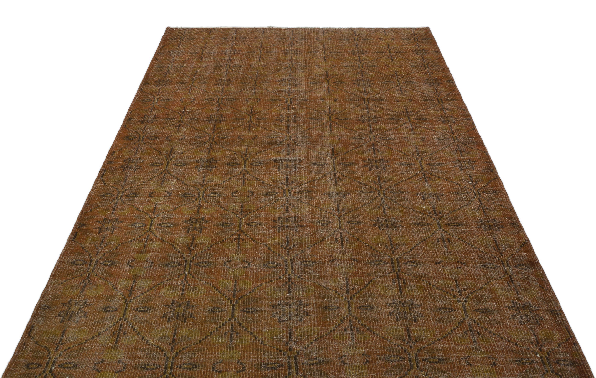 Brown Over Dyed Vintage Rug 5'3'' x 7'10'' ft 160 x 239 cm