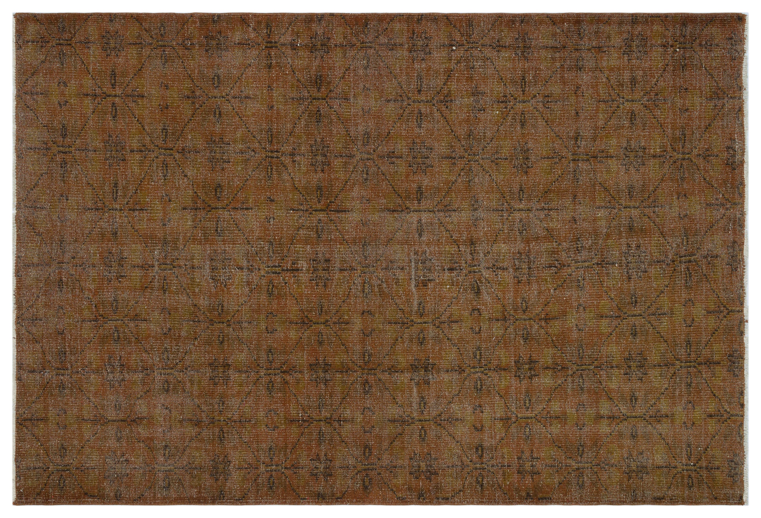 Brown Over Dyed Vintage Rug 5'3'' x 7'10'' ft 160 x 239 cm
