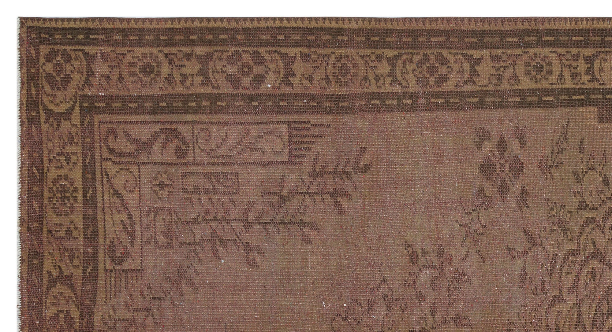 Brown Over Dyed Vintage Rug 4'11'' x 9'3'' ft 149 x 282 cm