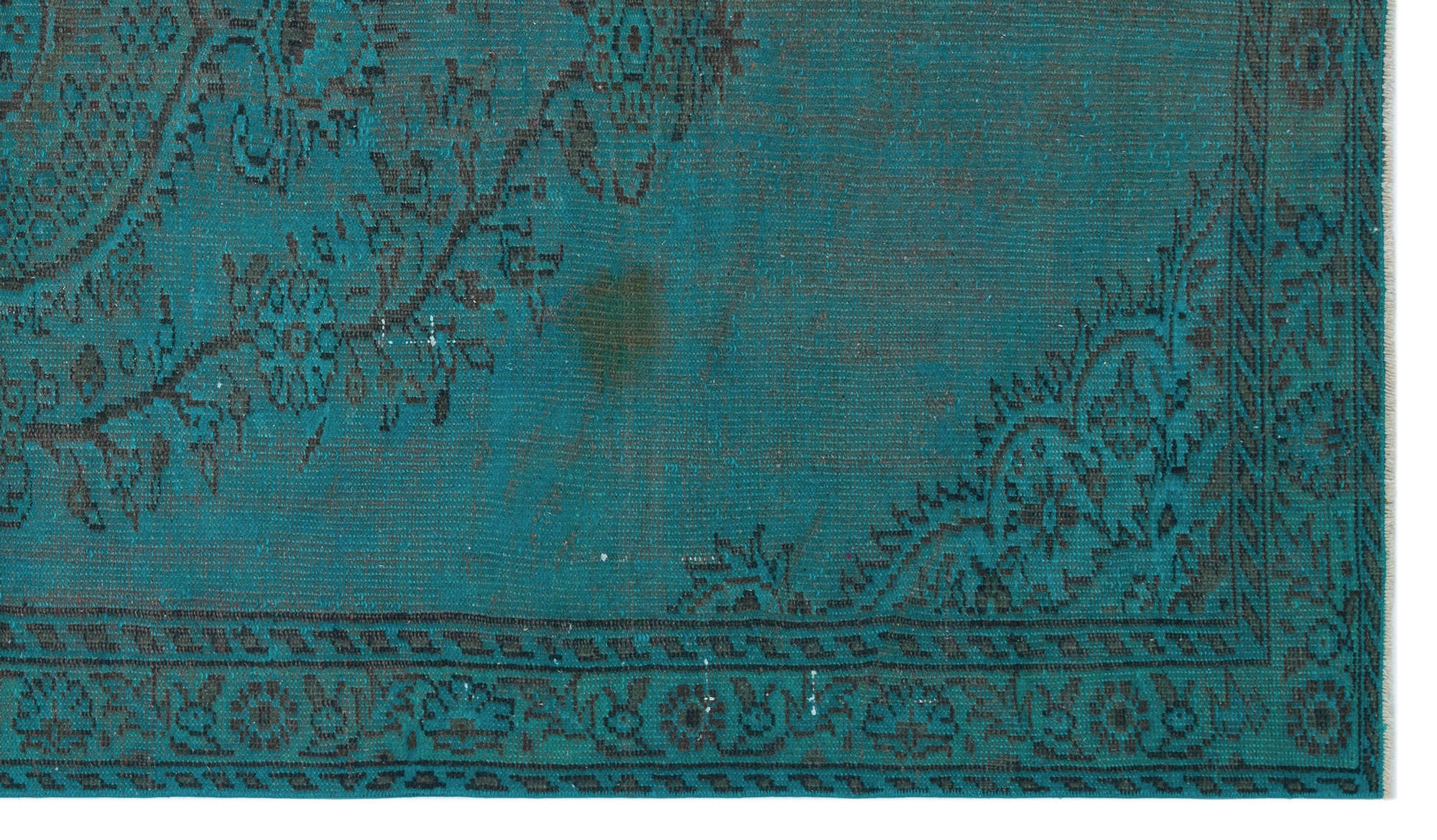 Turquoise  Over Dyed Vintage Rug 5'2'' x 9'0'' ft 157 x 275 cm