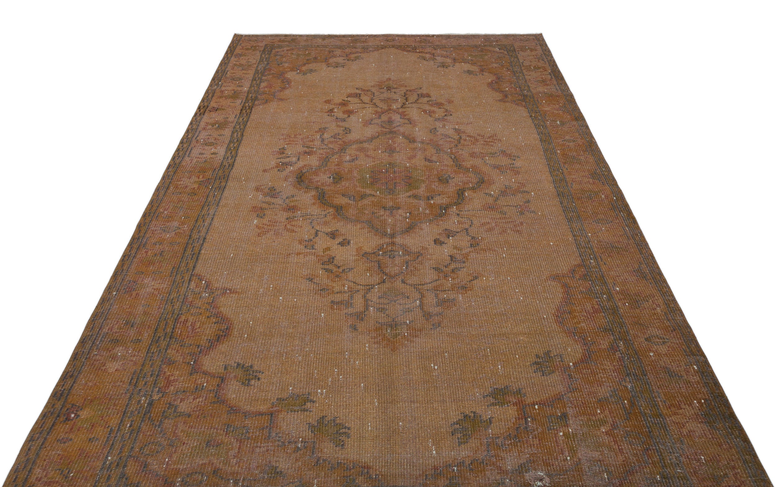 Brown Over Dyed Vintage Rug 5'9'' x 9'7'' ft 176 x 293 cm