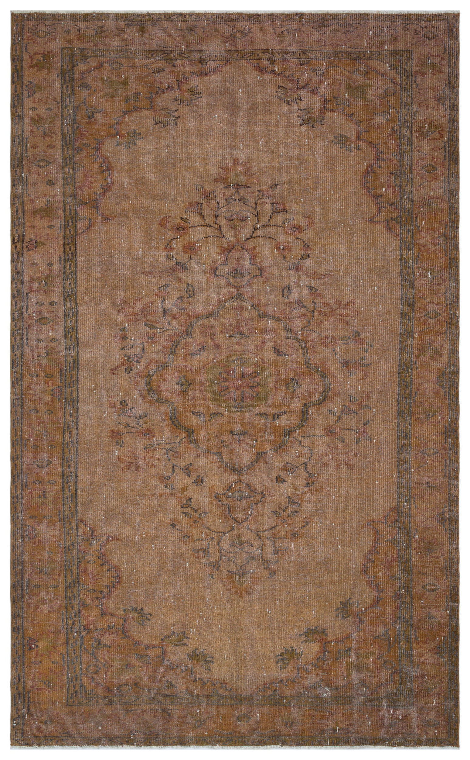 Brown Over Dyed Vintage Rug 5'9'' x 9'7'' ft 176 x 293 cm