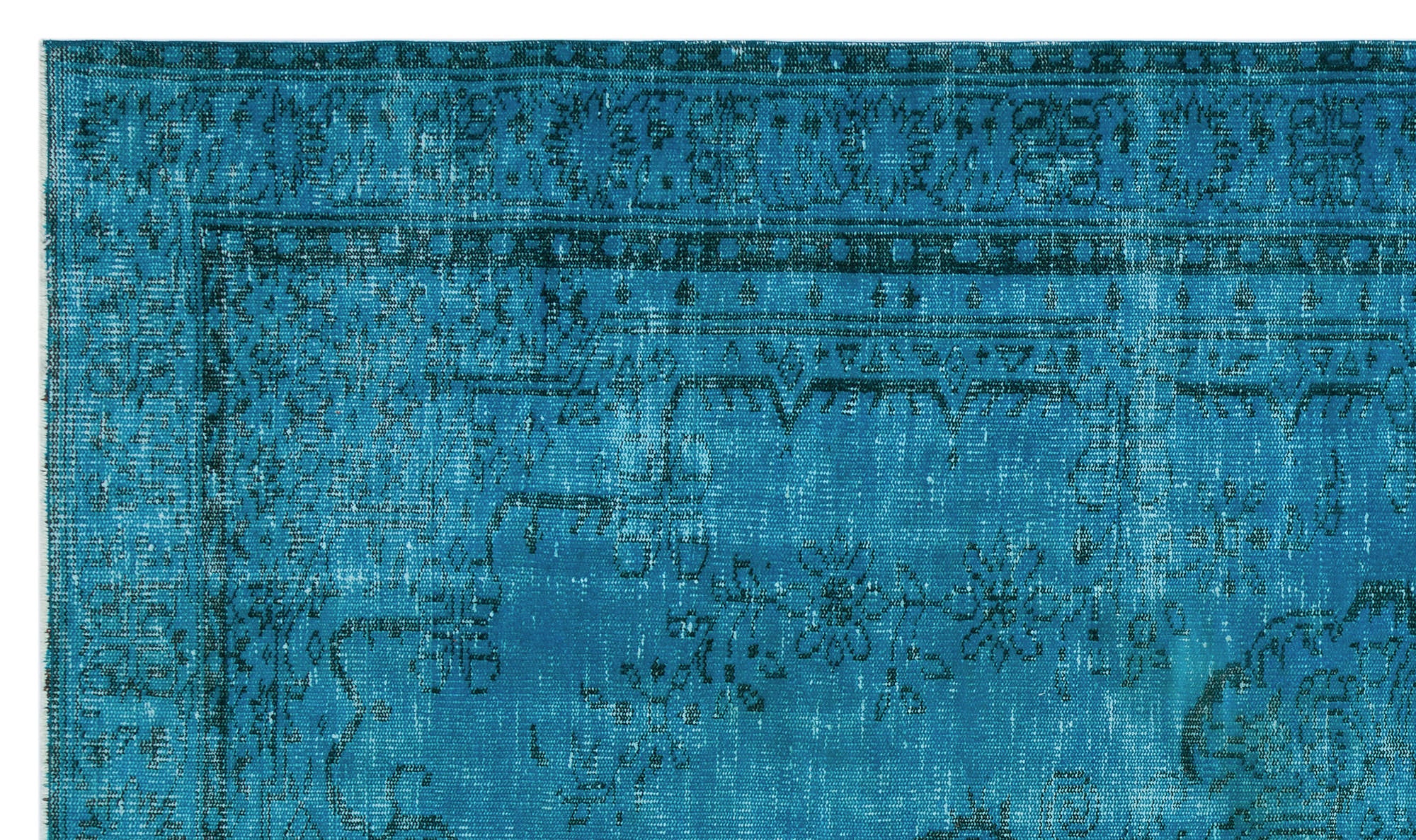 Turquoise  Over Dyed Vintage Rug 5'3'' x 8'12'' ft 161 x 274 cm
