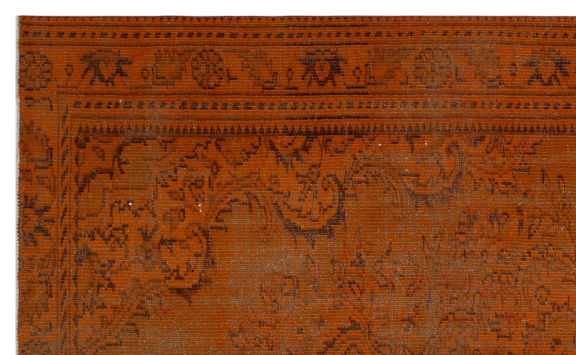 Brown Over Dyed Vintage Rug 5'8'' x 9'2'' ft 172 x 280 cm