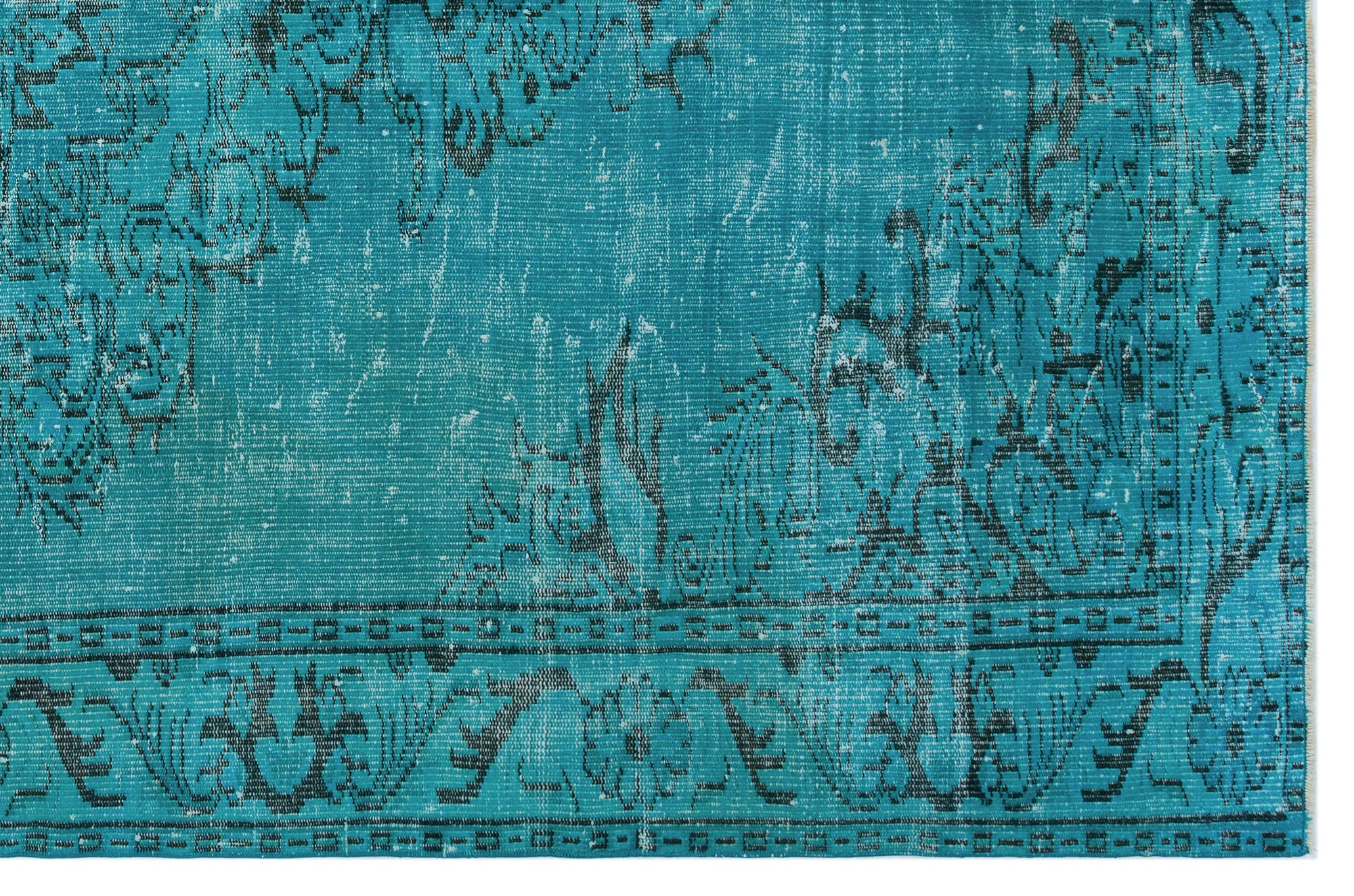 Turquoise  Over Dyed Vintage Rug 6'1'' x 8'11'' ft 186 x 273 cm