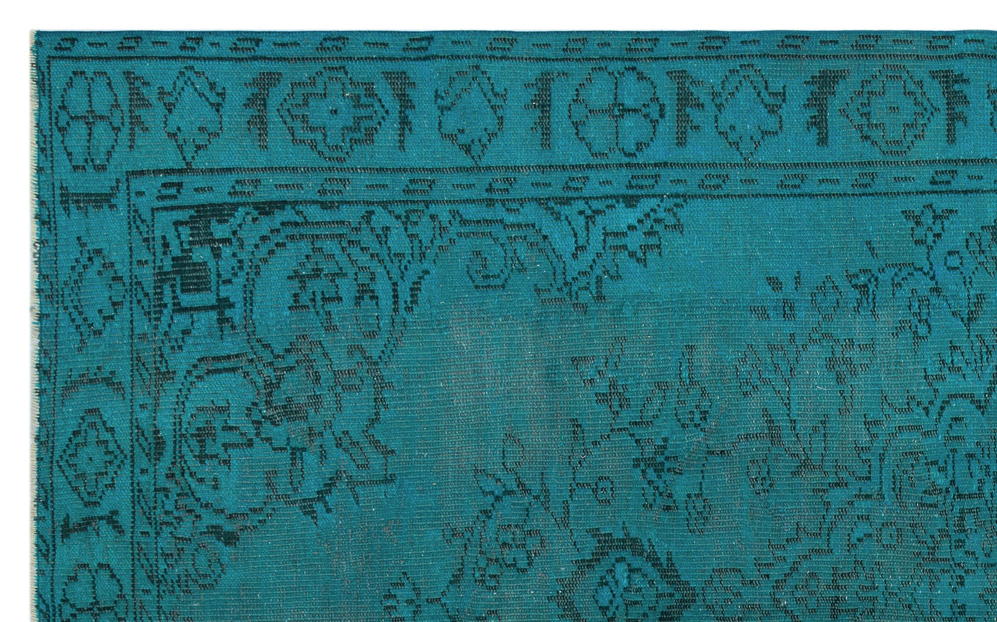 Turquoise  Over Dyed Vintage Rug 5'4'' x 8'8'' ft 162 x 265 cm