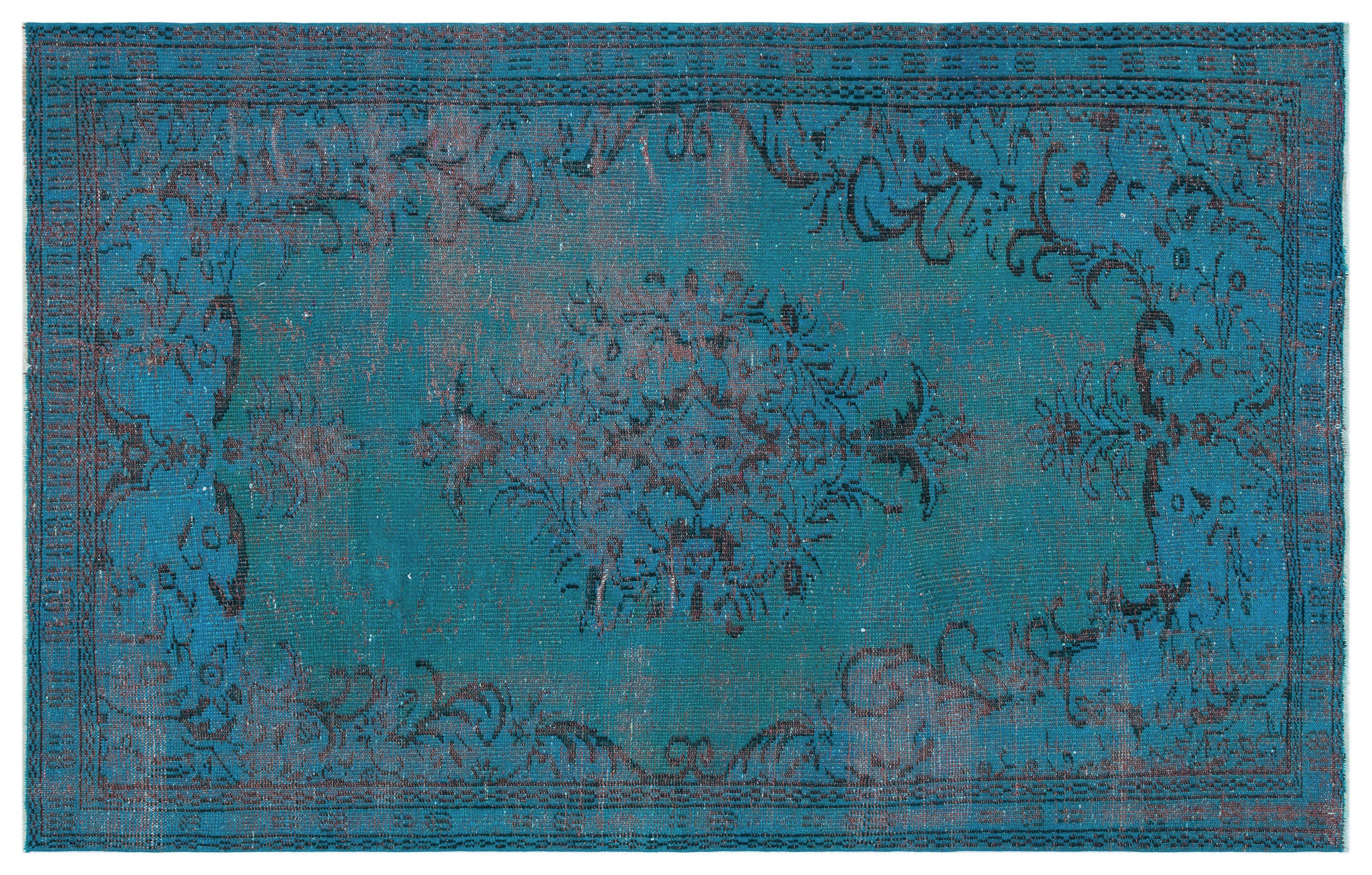 Retro Over Dyed Vintage Rug 5'2'' x 8'2'' ft 158 x 248 cm