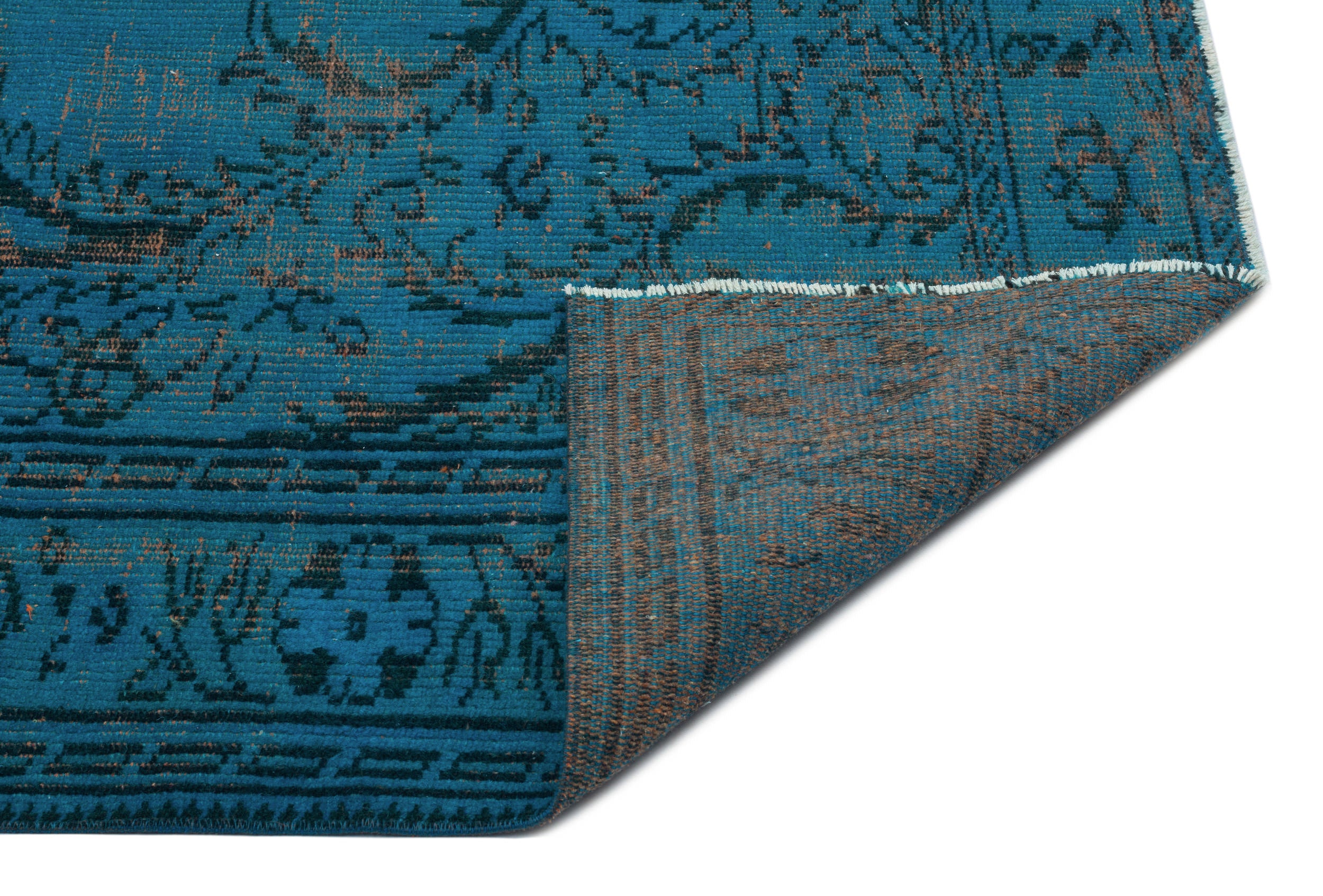 Turquoise  Over Dyed Vintage Rug 6'0'' x 8'4'' ft 183 x 255 cm