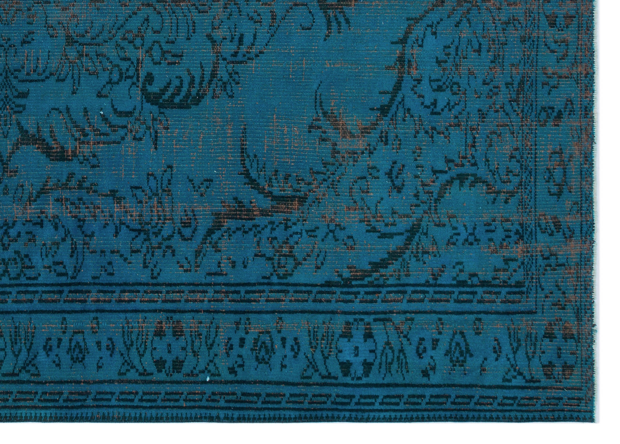 Turquoise  Over Dyed Vintage Rug 6'0'' x 8'4'' ft 183 x 255 cm