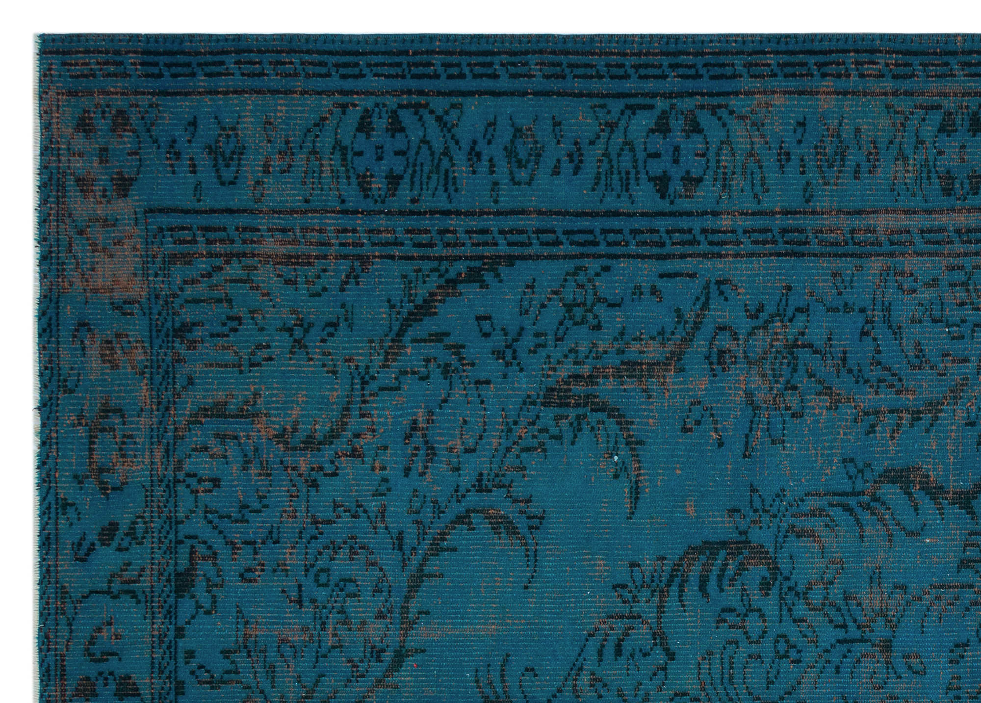 Turquoise  Over Dyed Vintage Rug 6'0'' x 8'4'' ft 183 x 255 cm