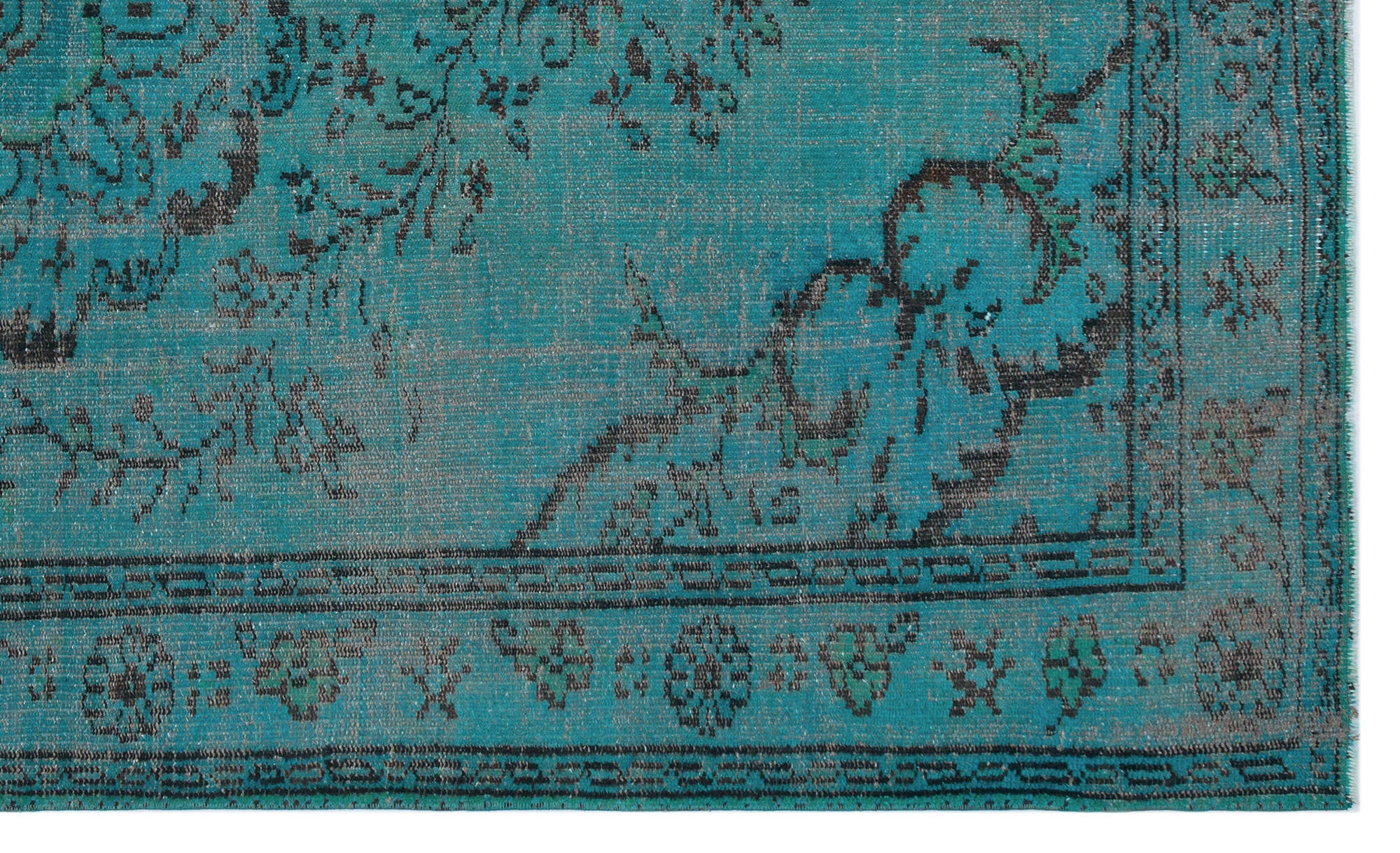 Turquoise  Over Dyed Vintage Rug 5'5'' x 9'0'' ft 164 x 275 cm