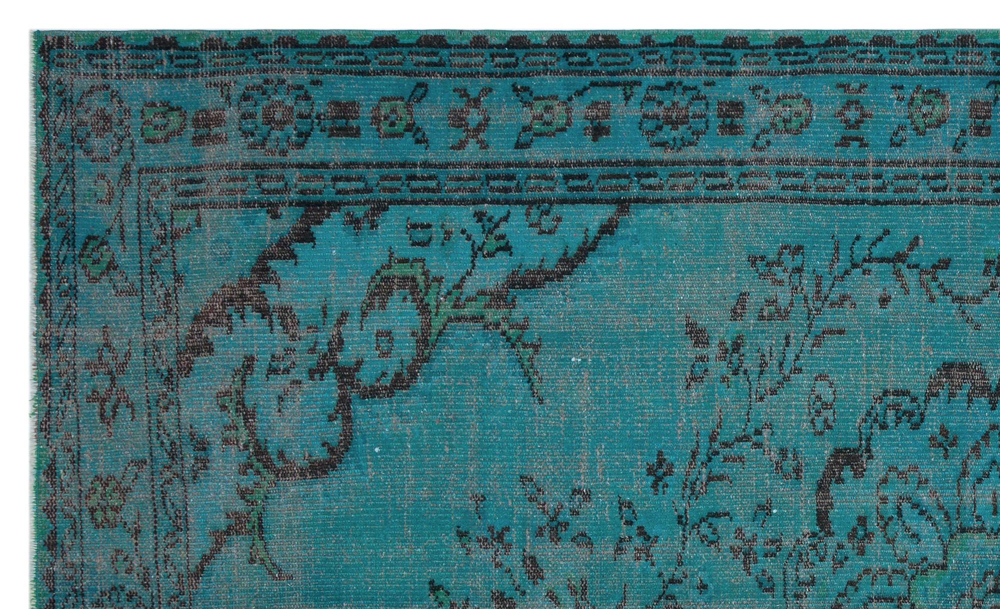 Turquoise  Over Dyed Vintage Rug 5'5'' x 9'0'' ft 164 x 275 cm