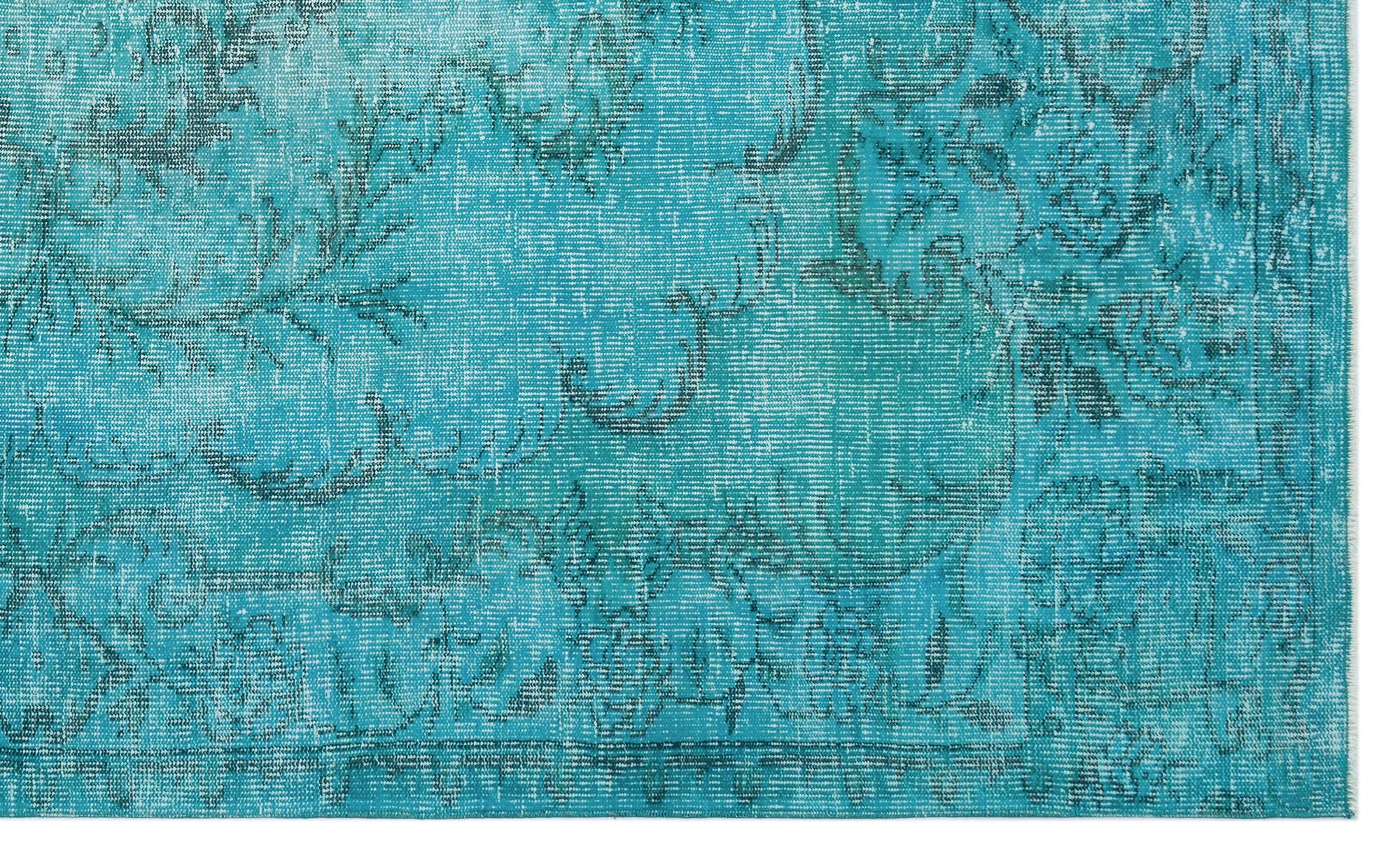 Turquoise  Over Dyed Vintage Rug 5'7'' x 9'3'' ft 170 x 281 cm