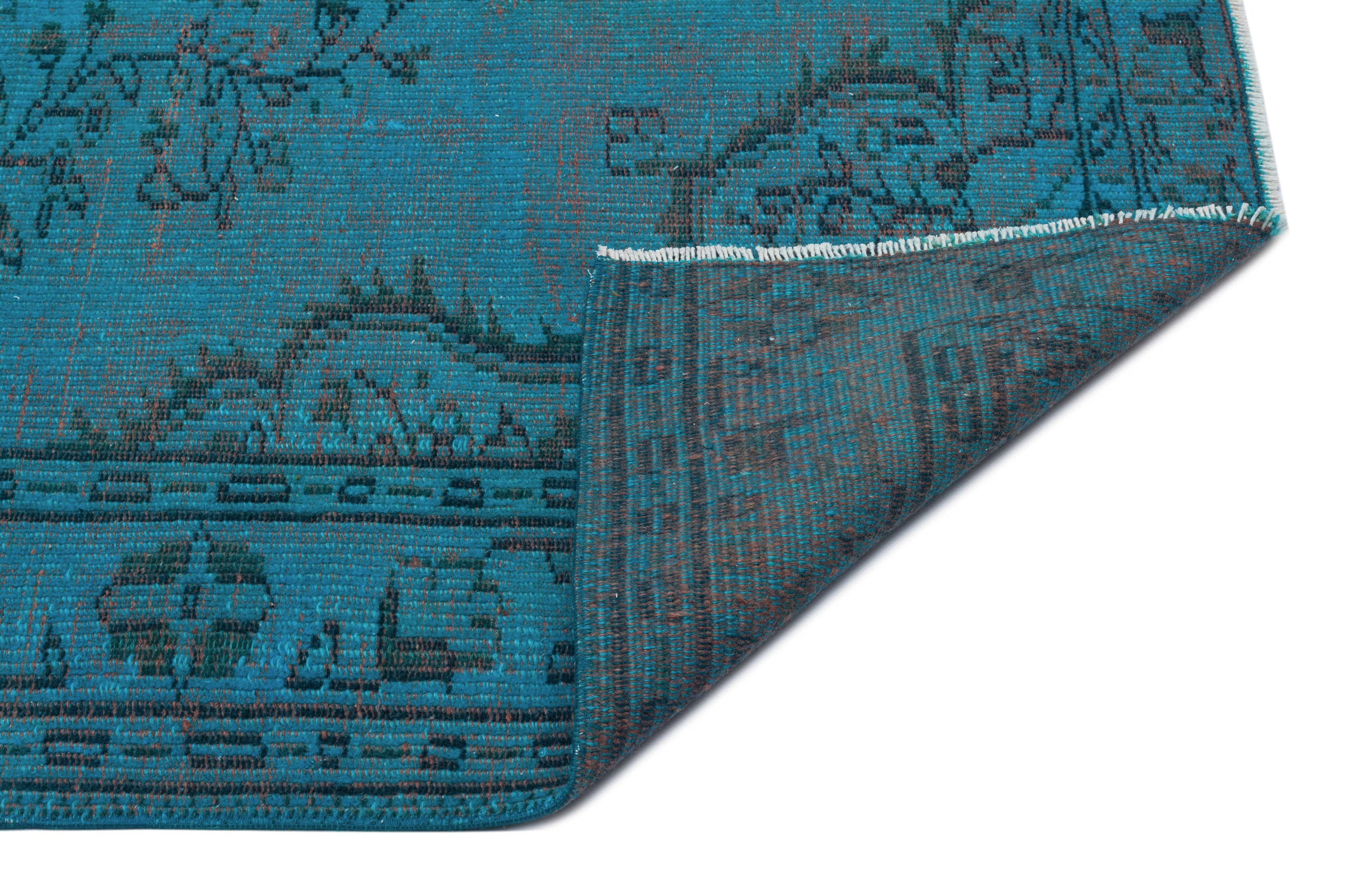 Turquoise  Over Dyed Vintage Rug 5'1'' x 7'9'' ft 156 x 237 cm
