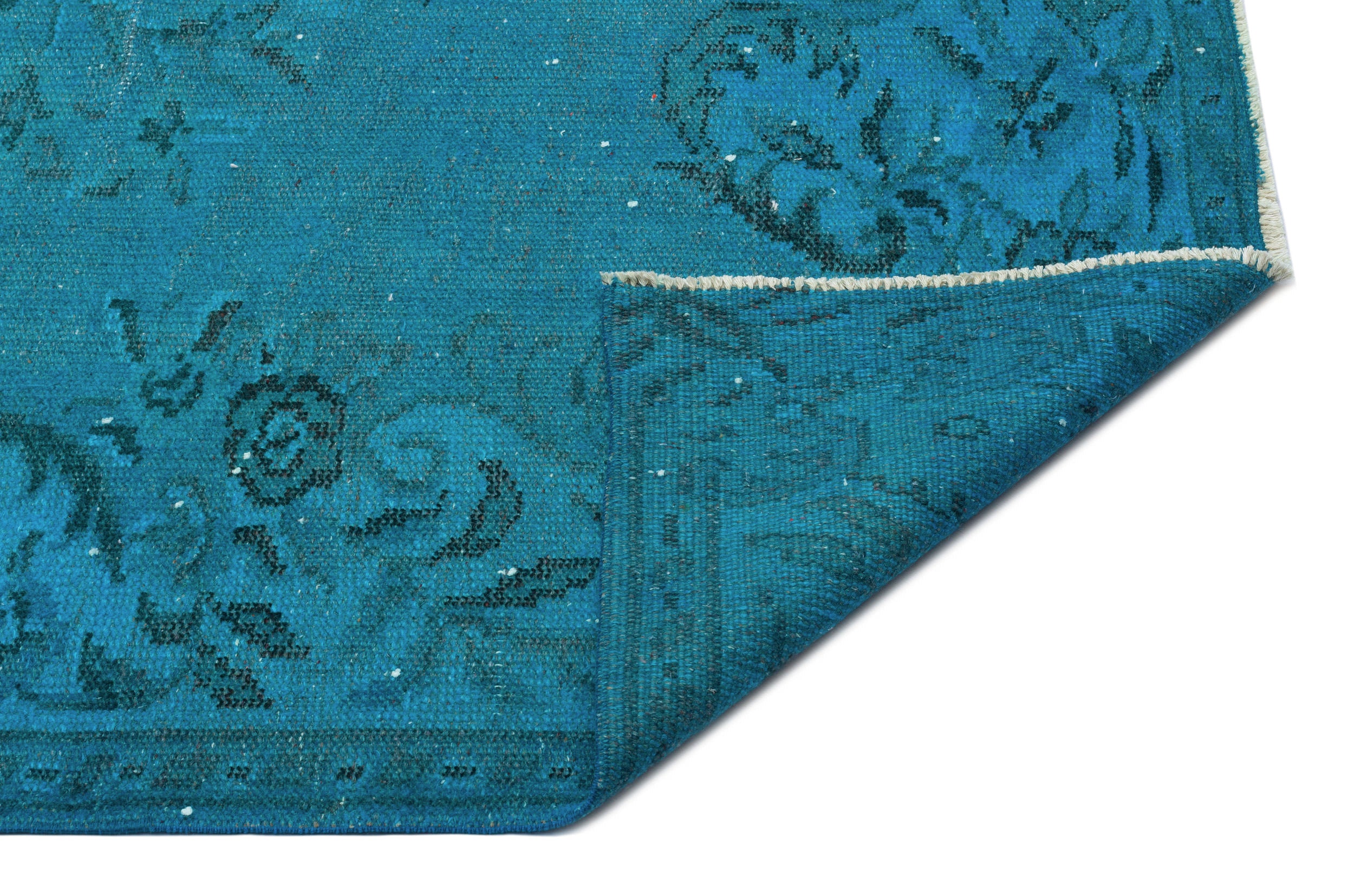 Turquoise  Over Dyed Vintage Rug 5'8'' x 9'2'' ft 172 x 280 cm