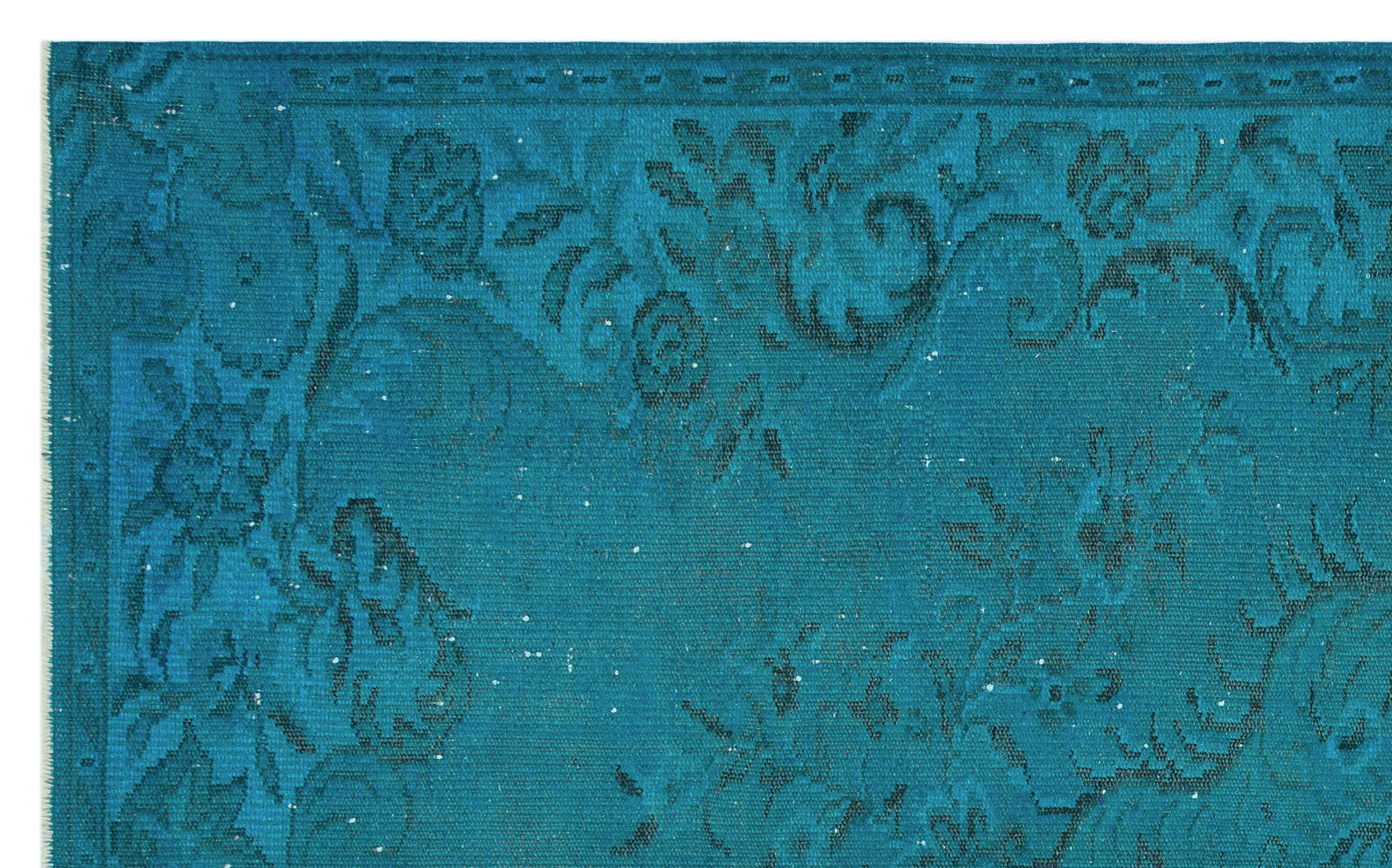 Turquoise  Over Dyed Vintage Rug 5'8'' x 9'2'' ft 172 x 280 cm