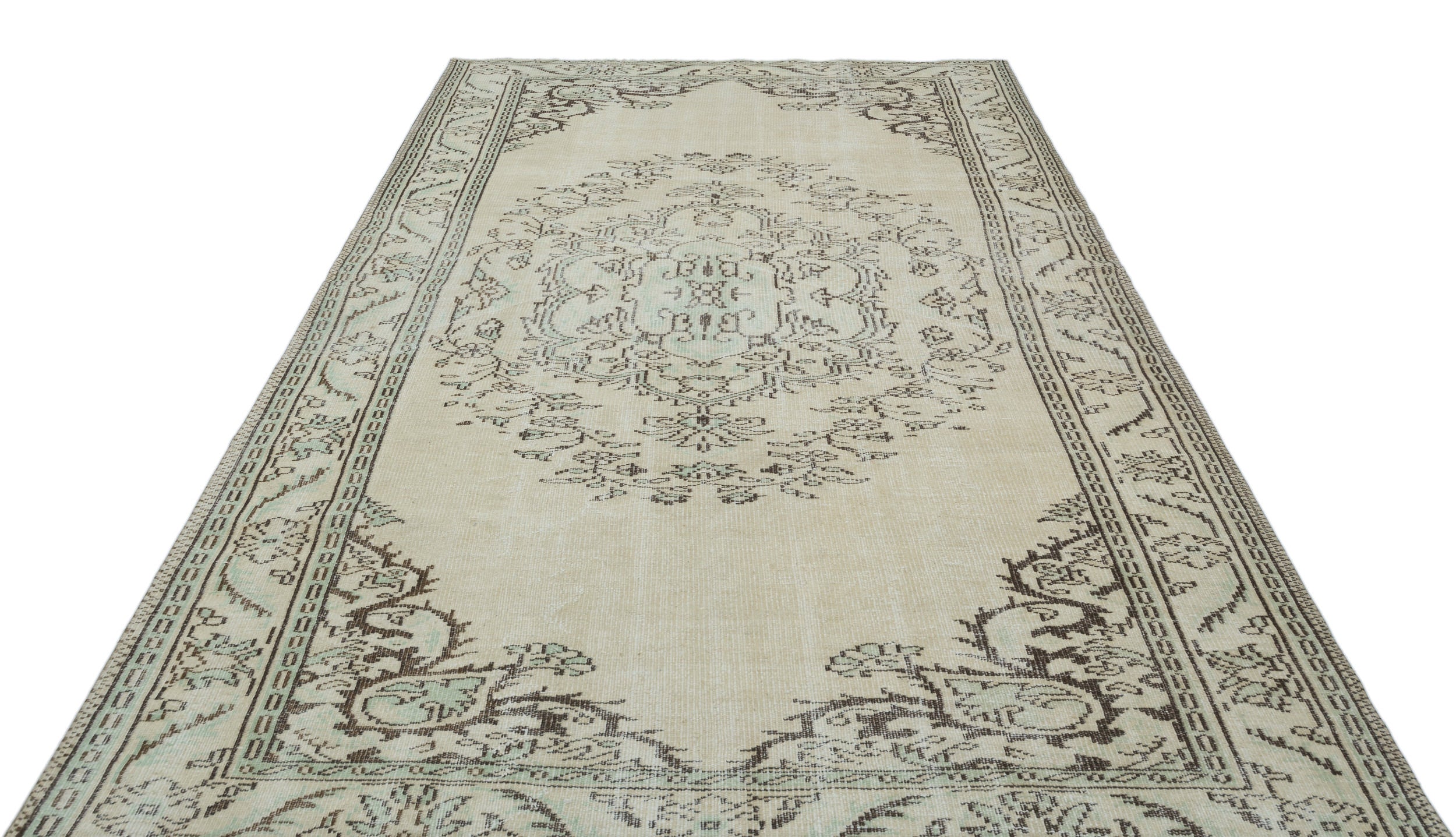 Beige Over Dyed Vintage Rug 6'2'' x 9'2'' ft 188 x 280 cm