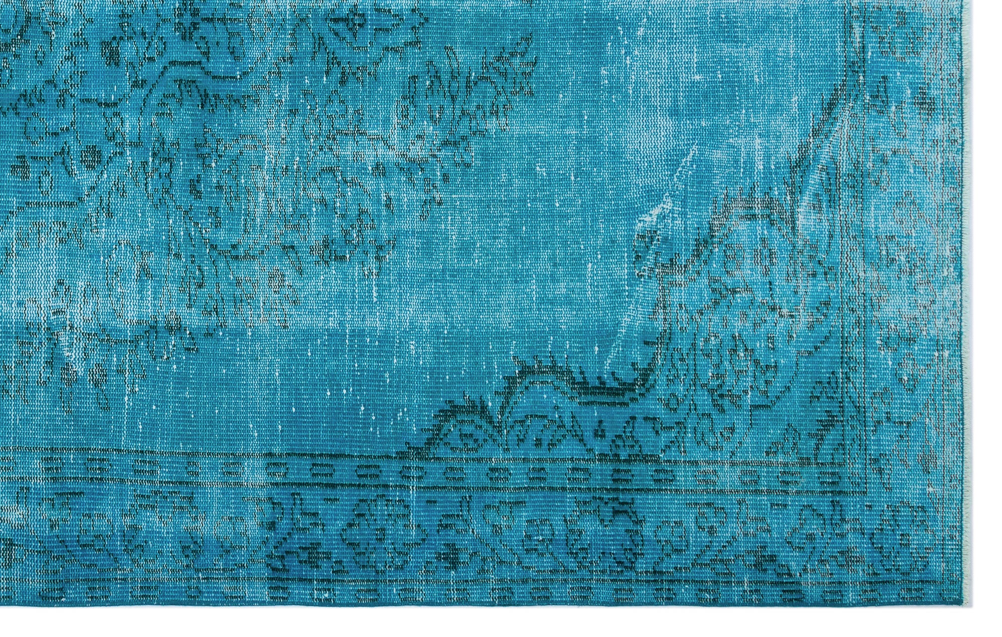 Turquoise  Over Dyed Vintage Rug 5'10'' x 9'2'' ft 177 x 280 cm