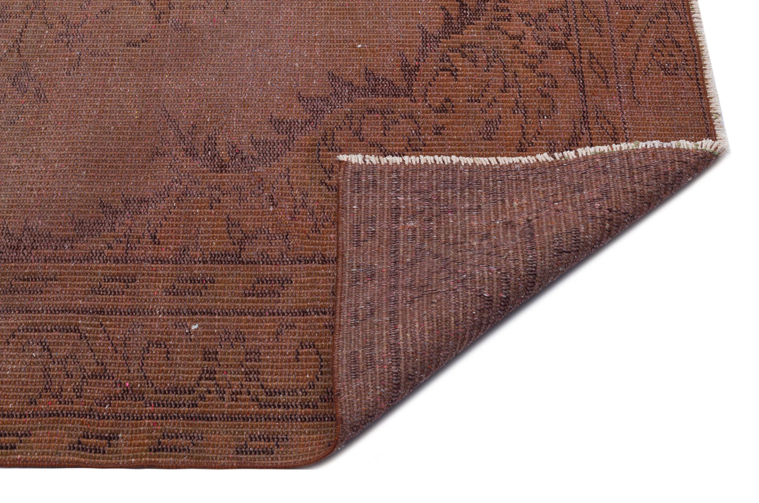 Brown Over Dyed Vintage Rug 5'7'' x 8'8'' ft 169 x 264 cm