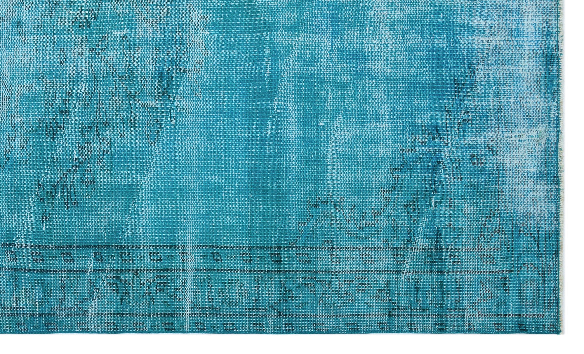 Turquoise  Over Dyed Vintage Rug 4'10'' x 8'0'' ft 147 x 245 cm