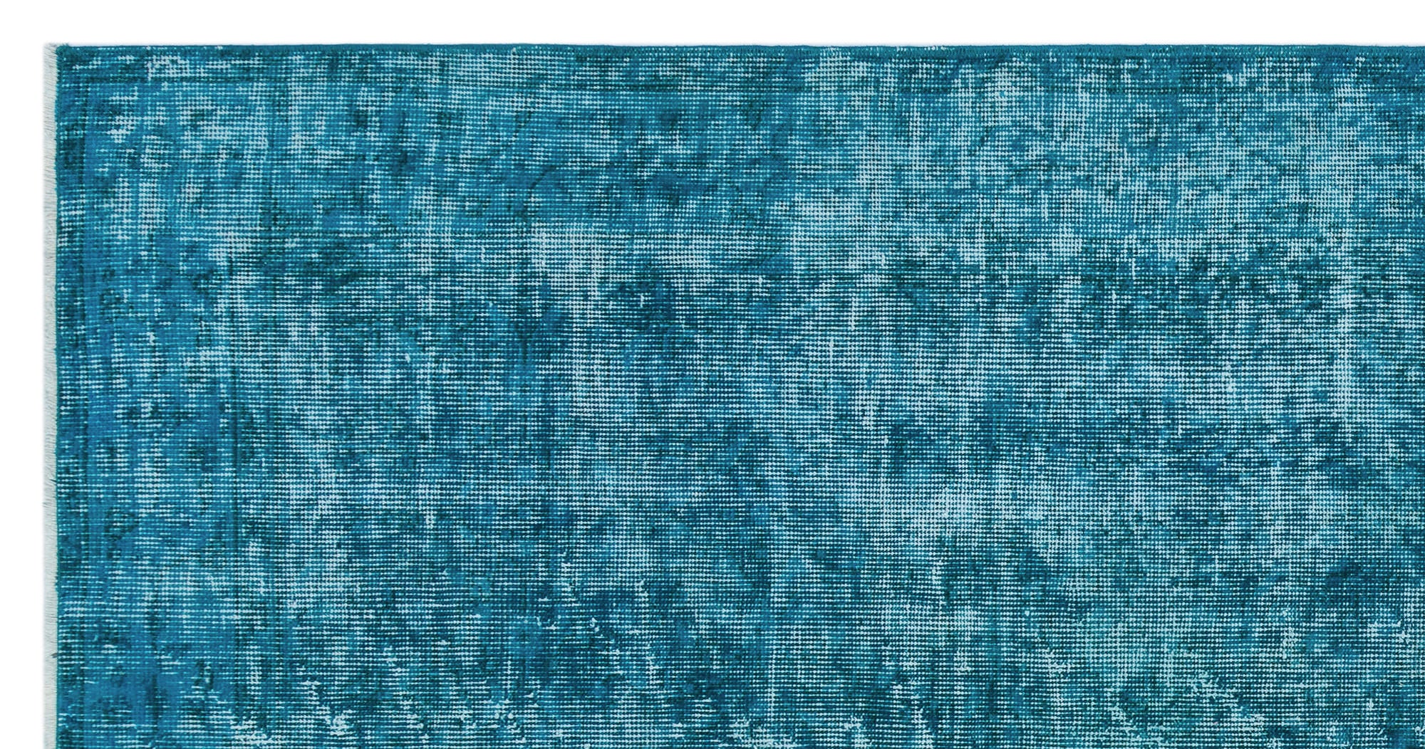 Turquoise  Over Dyed Vintage Rug 3'8'' x 7'2'' ft 112 x 218 cm