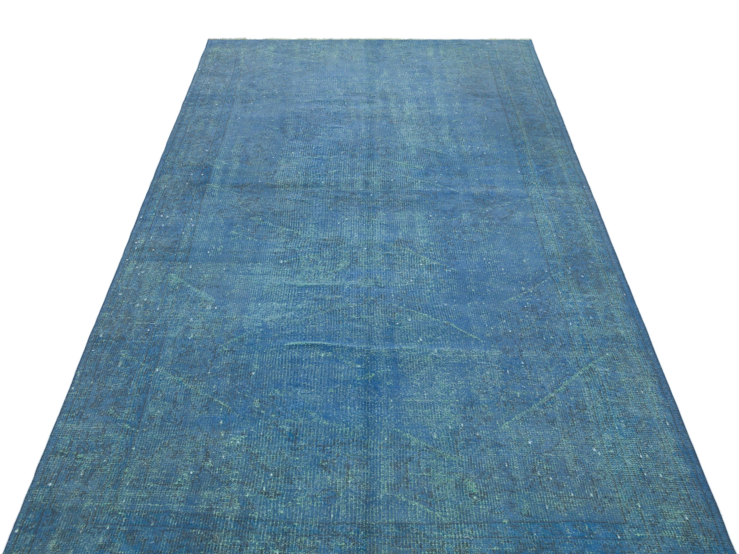 Blue Over Dyed Vintage Rug 4'10'' x 9'1'' ft 147 x 278 cm