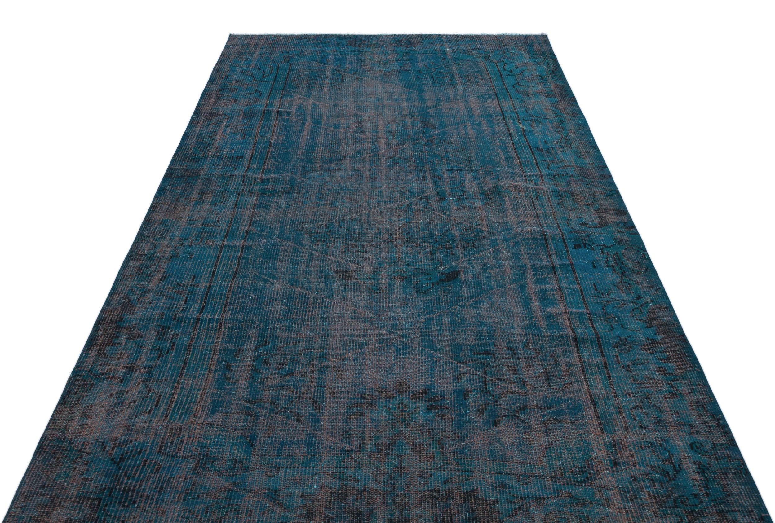 Blue Over Dyed Vintage Rug 5'3'' x 9'1'' ft 161 x 277 cm