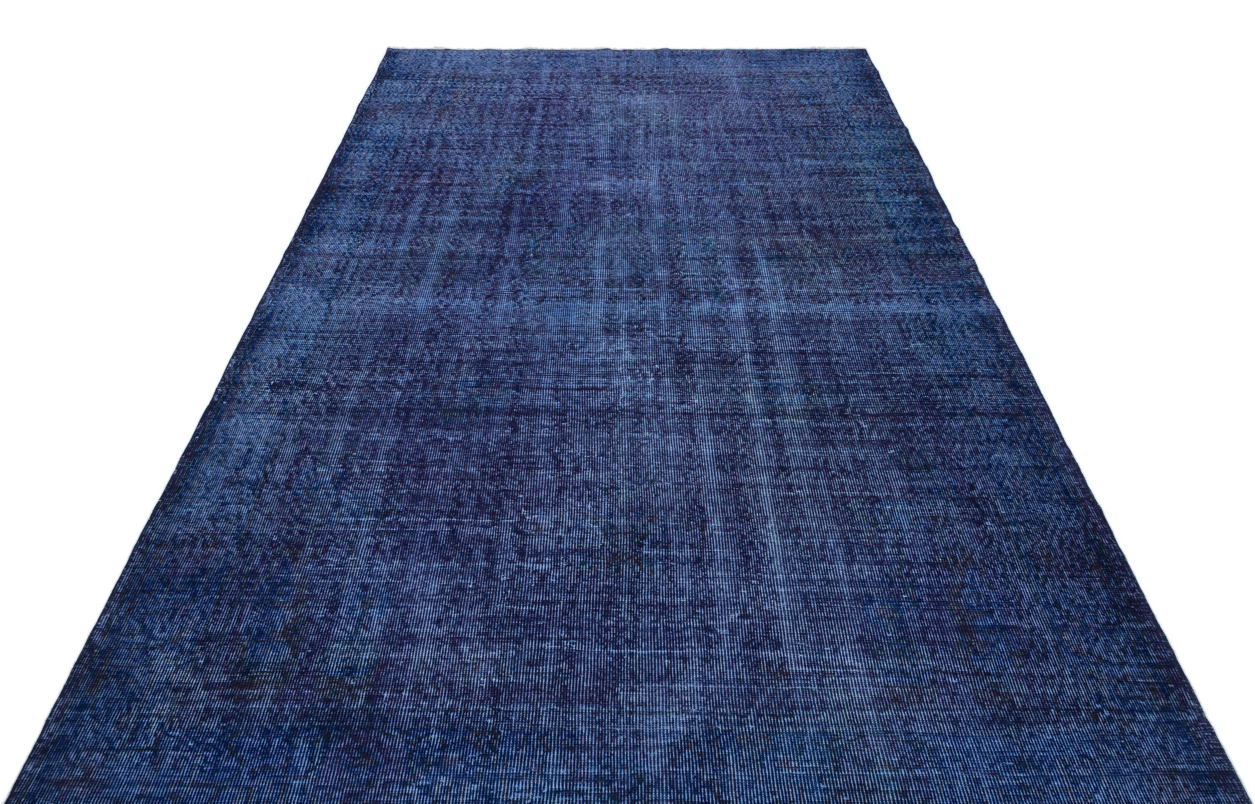 Blue Over Dyed Vintage Rug 5'8'' x 9'4'' ft 173 x 284 cm