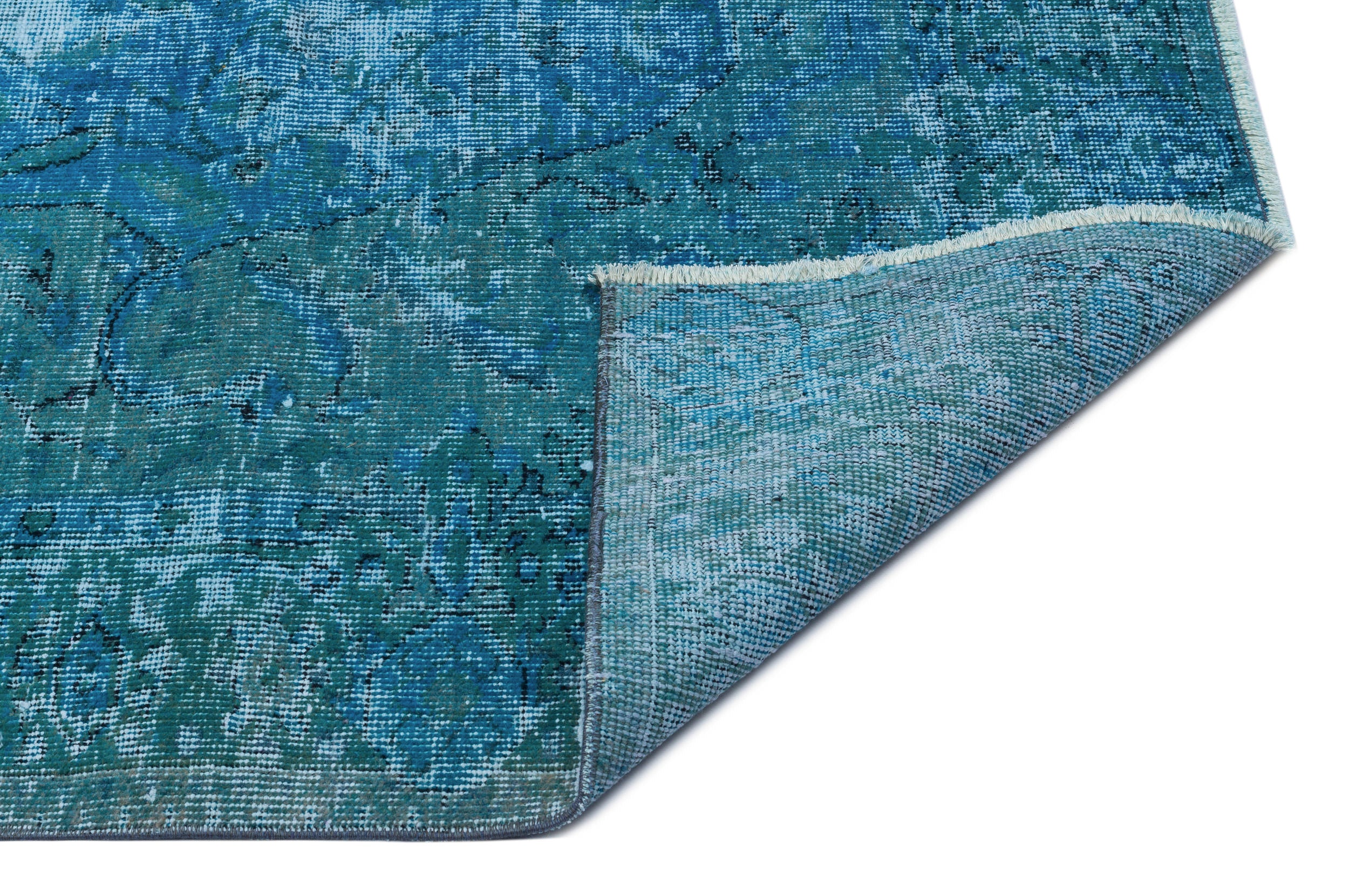 Turquoise  Over Dyed Vintage Rug 5'0'' x 8'5'' ft 153 x 256 cm