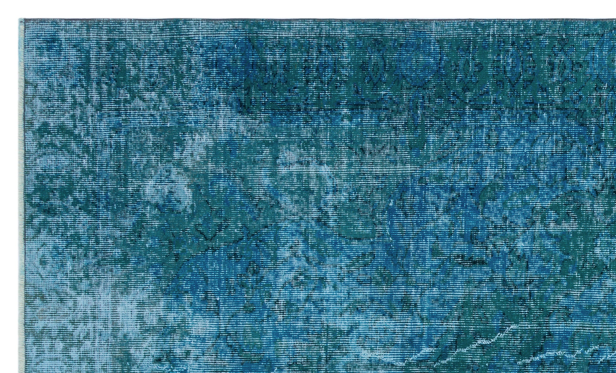 Turquoise  Over Dyed Vintage Rug 5'0'' x 8'5'' ft 153 x 256 cm