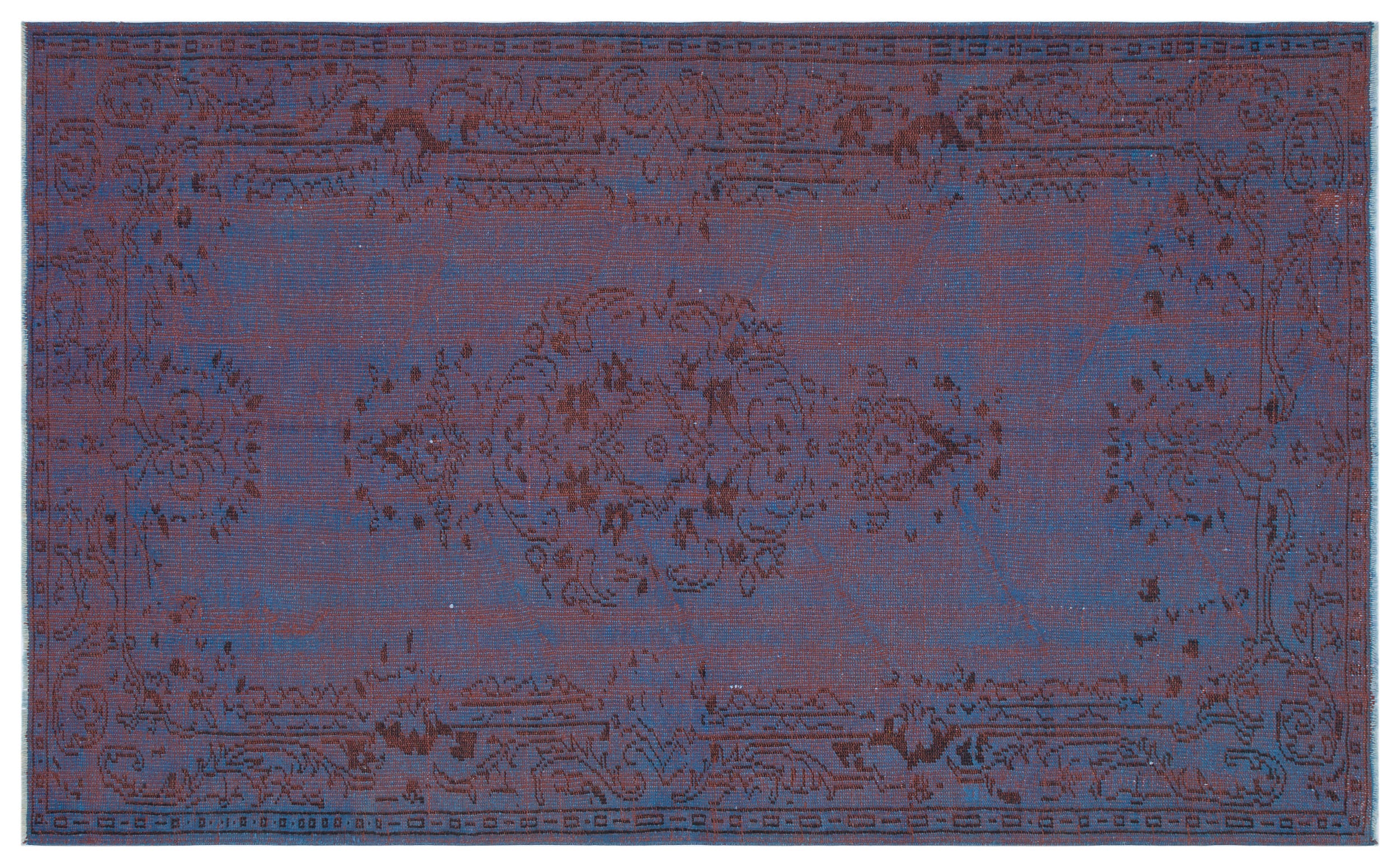 Blue Over Dyed Vintage Rug 4'12'' x 8'2'' ft 152 x 248 cm
